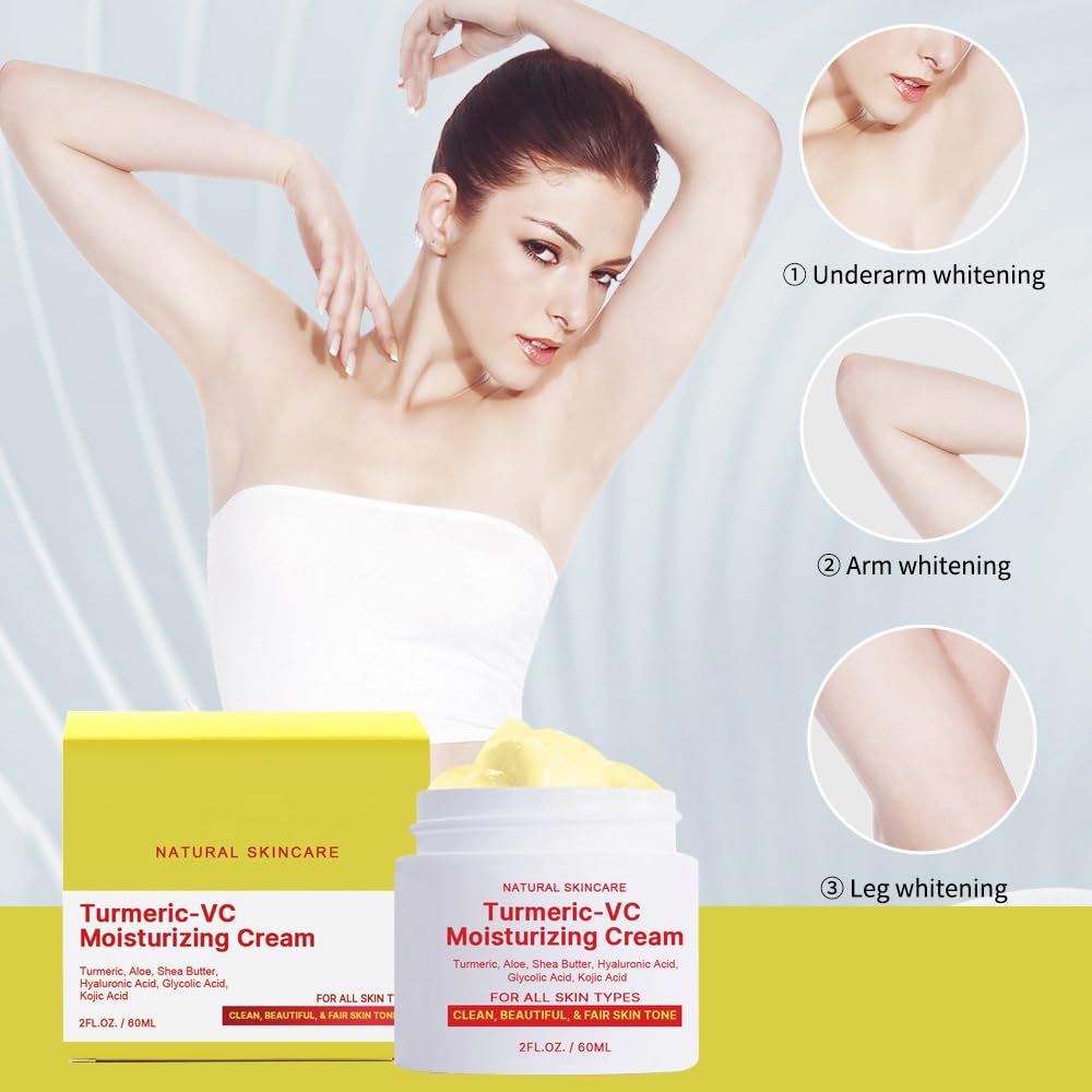 Turmeric & Vitamin C Whitening Cream for Face & Intimate Areas - Skin Brightening & Lightening Treatment for Even Tone - Perfect for Daily Skincare & Sensitive Areas Care