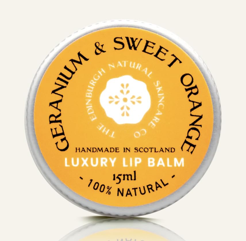 Organic Sweet Orange & Geranium Lip Balm - Hydrating & Repairing with Coconut Oil & Cocoa Butter | 100% Natural Vegan Lip Care | Handmade in Scotland | Perfect for Dry Lips, Winter Care & Daily Moisturizing