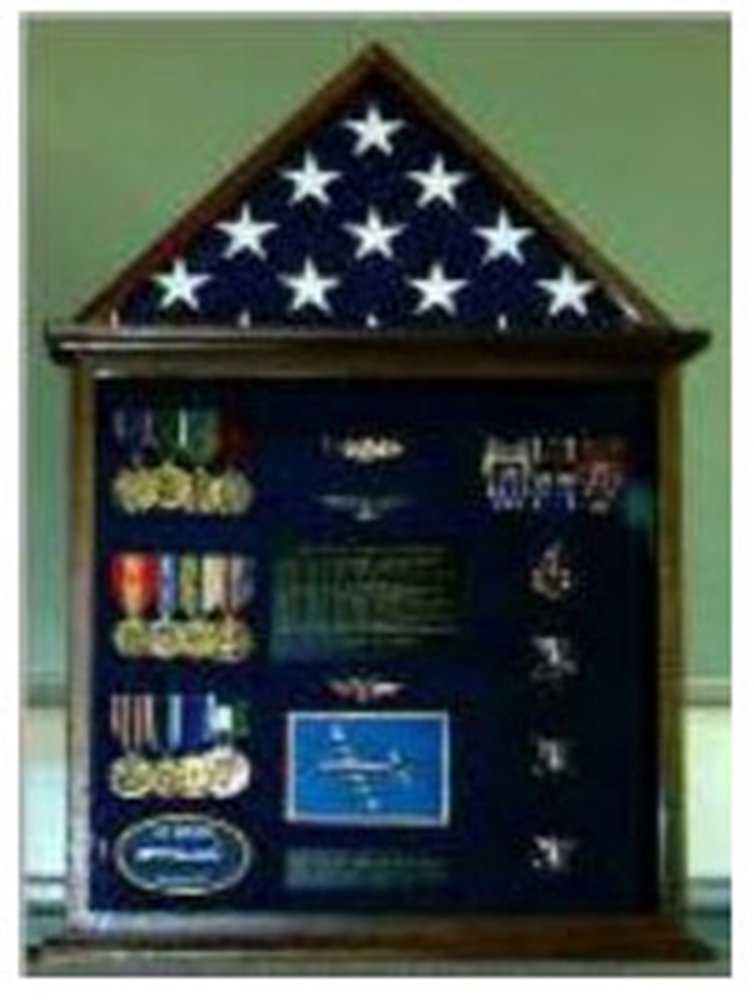 Premium Flag and Medal Display Cases - Wall Mounted Shadow Box for Military, Police, Firefighter Awards - Perfect for Home, Office, or Trophy Room Decor