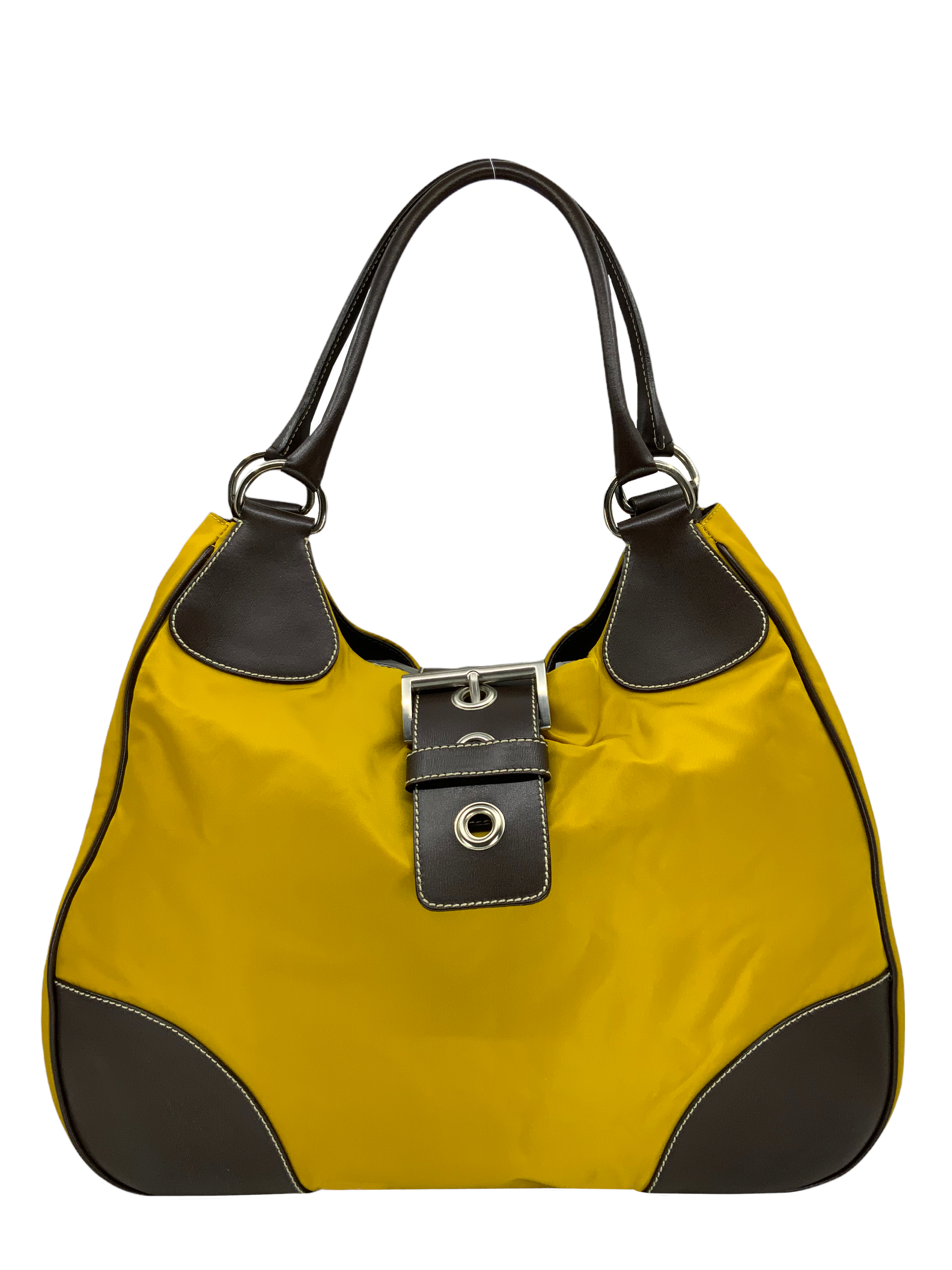 Prada Tessuto Moon Large Buckle Bag - Luxury Nylon Shoulder Bag for Women | Perfect for Work, Travel & Evening Events