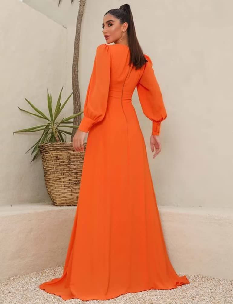 Elegant Long Sleeve V-Neck A-Line Formal Evening Gown for Women - Wedding Guest & Prom Dress in Purple - Size 18 | Perfect for Cocktail Parties, Galas & Special Occasions