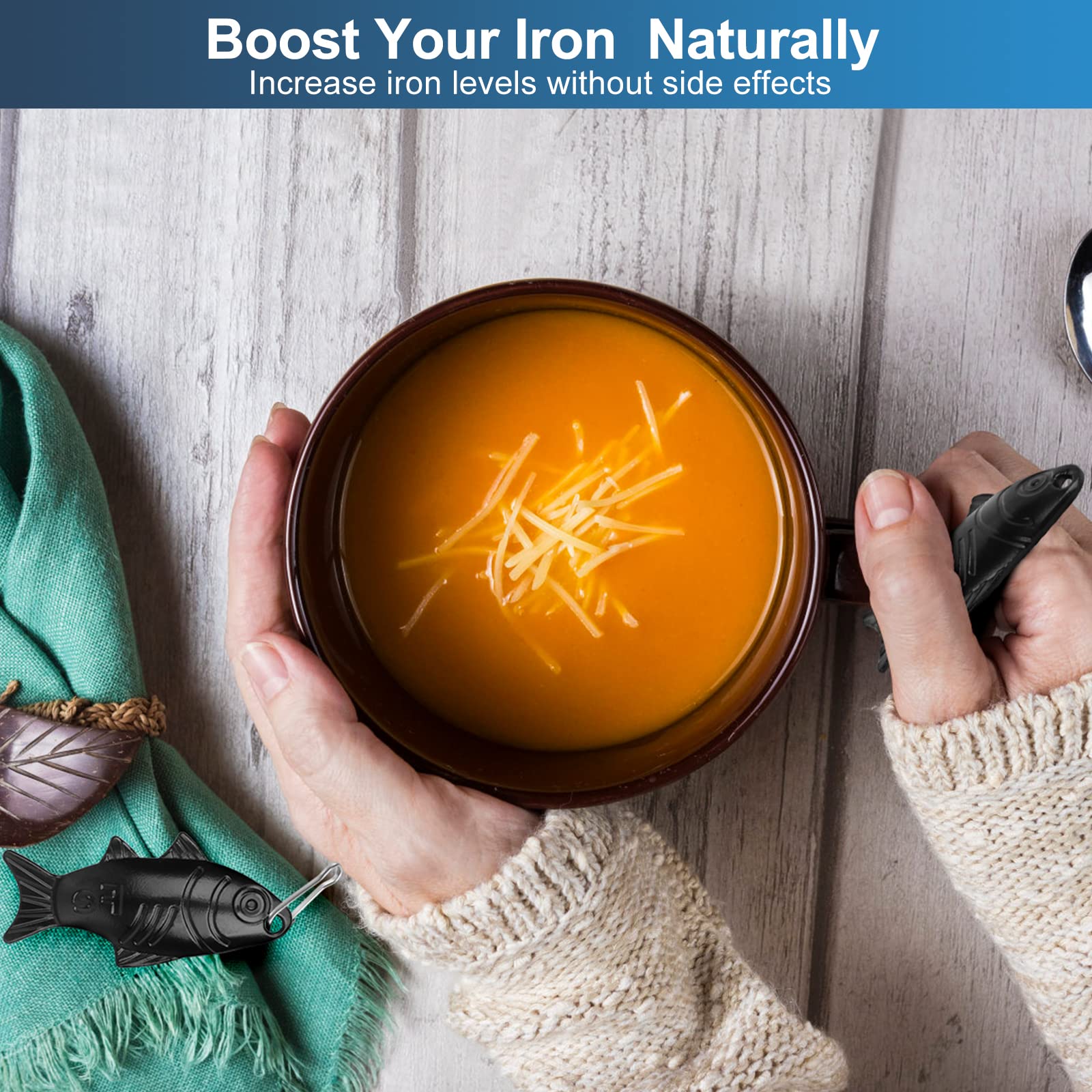 2 Pack Iron Fish - Natural Iron Supplement for Food & Water, Safe Cooking Iron Fish - Vegan, Athletes & Pregnancy Friendly - Perfect for Boosting Iron Intake in Soups, Rice & Tea