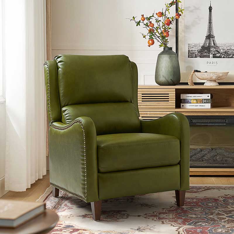 Deliat Genuine Leather Recliner Chair - Premium Comfort for Living Room, Home Theater & Office - Adjustable Footrest & Lumbar Support - Brown PU Leather Sofa for Relaxation & Entertainment