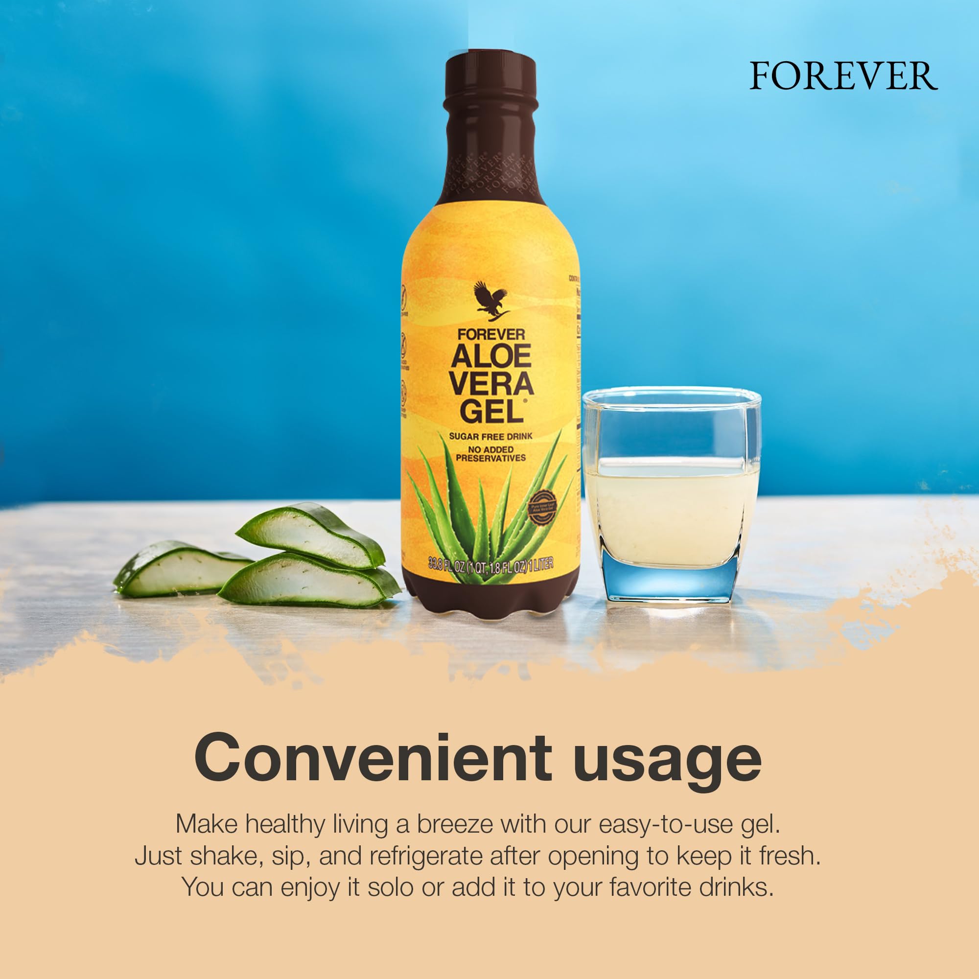 Forever Living Aloe Vera Gel - 99.7% Pure Inner Leaf Juice, Preservative-Free, 33.8 fl oz | Hydrating Skin Care, Sunburn Relief & Hair Treatment for Men & Women