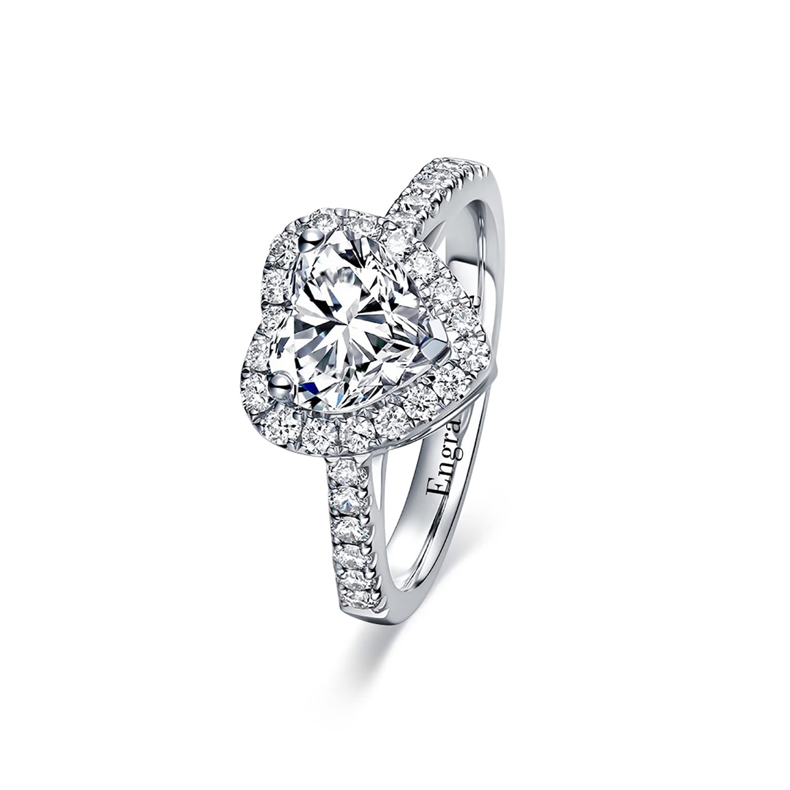 Personalized Custom Name Ring with 0.23-1ct Heart Moissanite D Color - 925 Sterling Silver Promise Engagement Ring for Women - Anniversary Wedding Gift for Wife, Girlfriend, Fiancee (Perfect for Valentine's Day, Proposal, or Romantic Surprise)