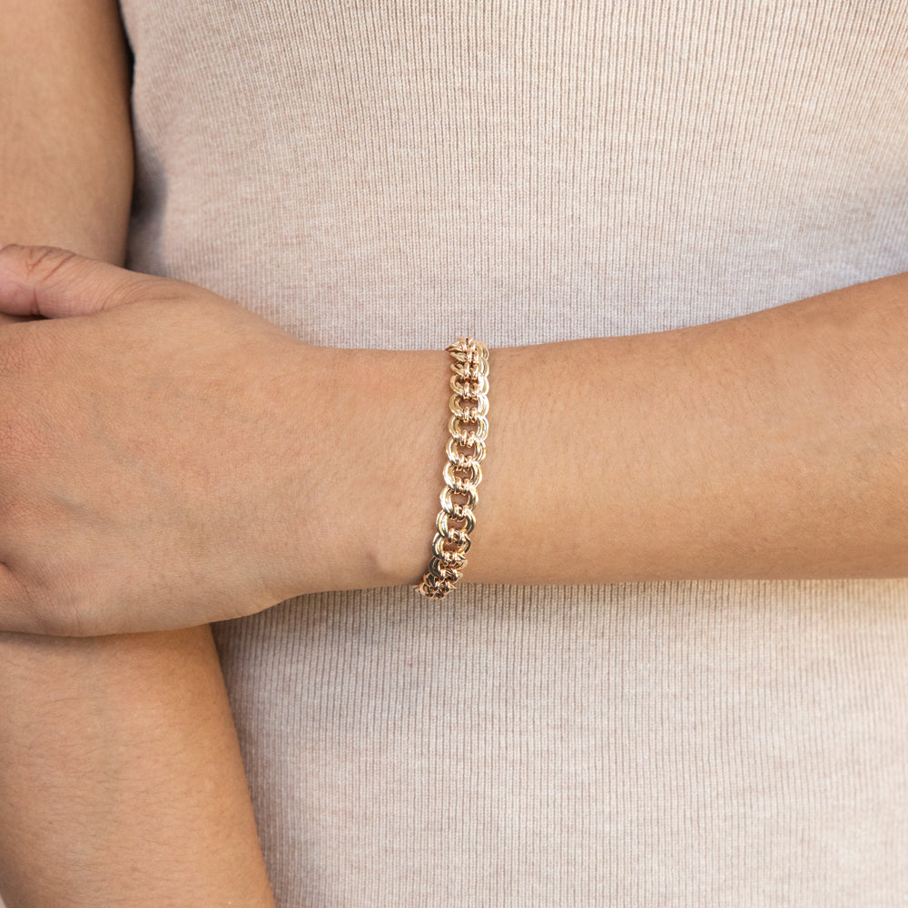 9ct Yellow Gold & Rose Gold Curb Chain Bracelet for Women - Elegant & Durable Jewelry Gift for Birthday, Anniversary & Special Occasions