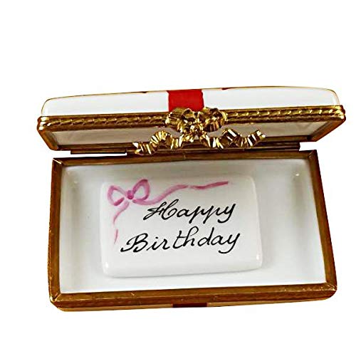 Authentic Limoges Porcelain Figurine Gift Box with Red Bow - Happy Birthday Gift from France - Perfect for Birthdays, Anniversaries & Special Occasions