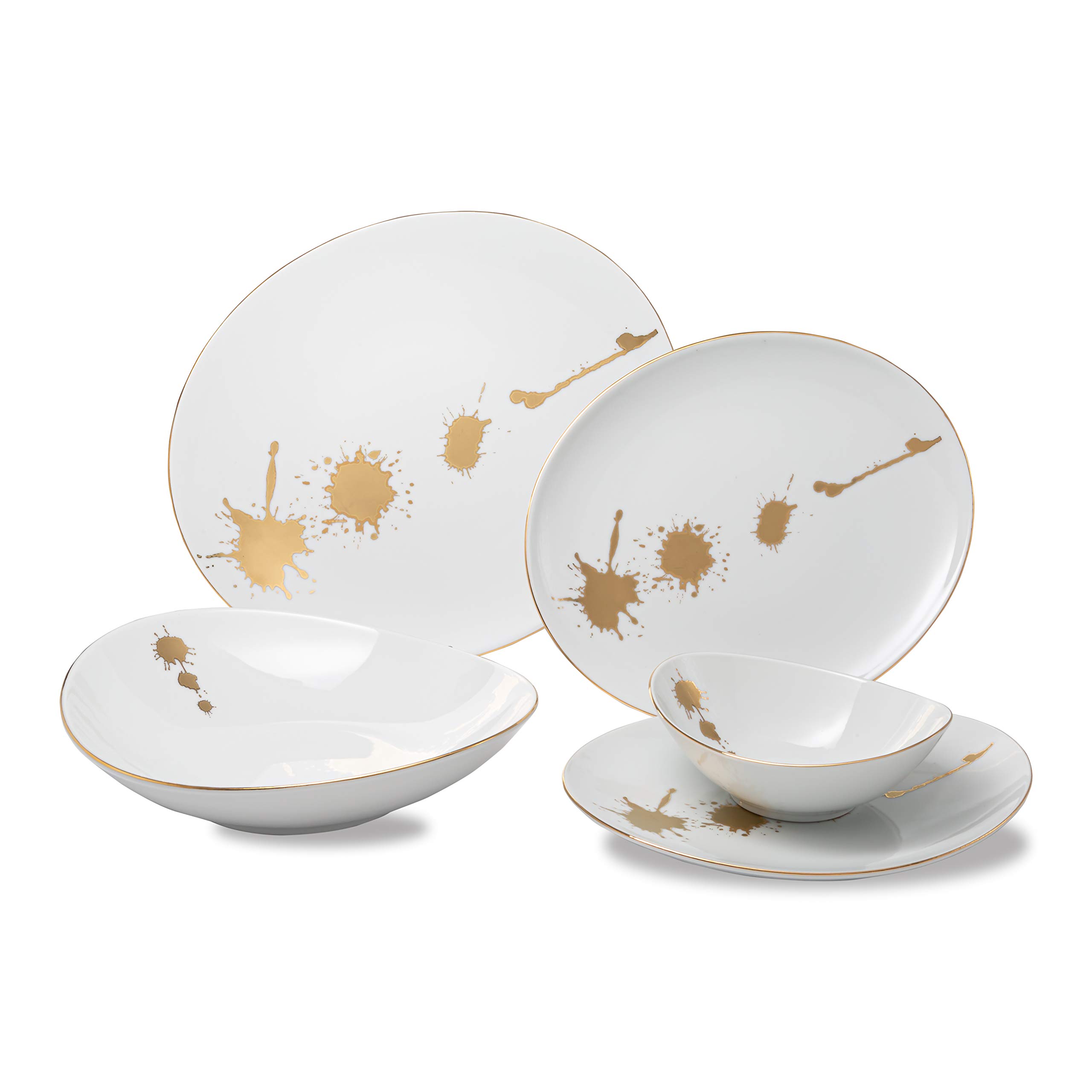 Premium 20-Piece White and Gold Fine China Dinnerware Set - Elegant Porcelain Dishes for 4 - Luxury Tableware for Formal Dining & Entertaining | Perfect for Weddings, Anniversaries & Upscale Dinner Parties