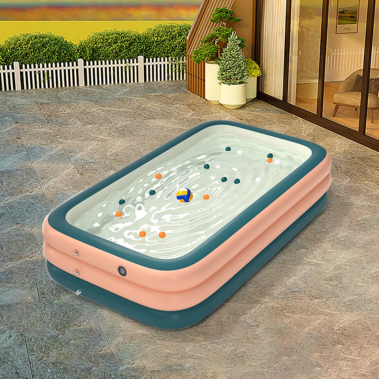 **Thick No-Leak 118 x 69 x 23 Inch Inflatable Swimming Pool – Large Family Swim & Ball Pit for Kids, Adults & Babies – Durable Kiddie Pool for Garden, Backyard & Outdoor Fun (Orange)**    *(Perfect for Summer Parties, Water Play, Relaxation & Family Bonding!)*