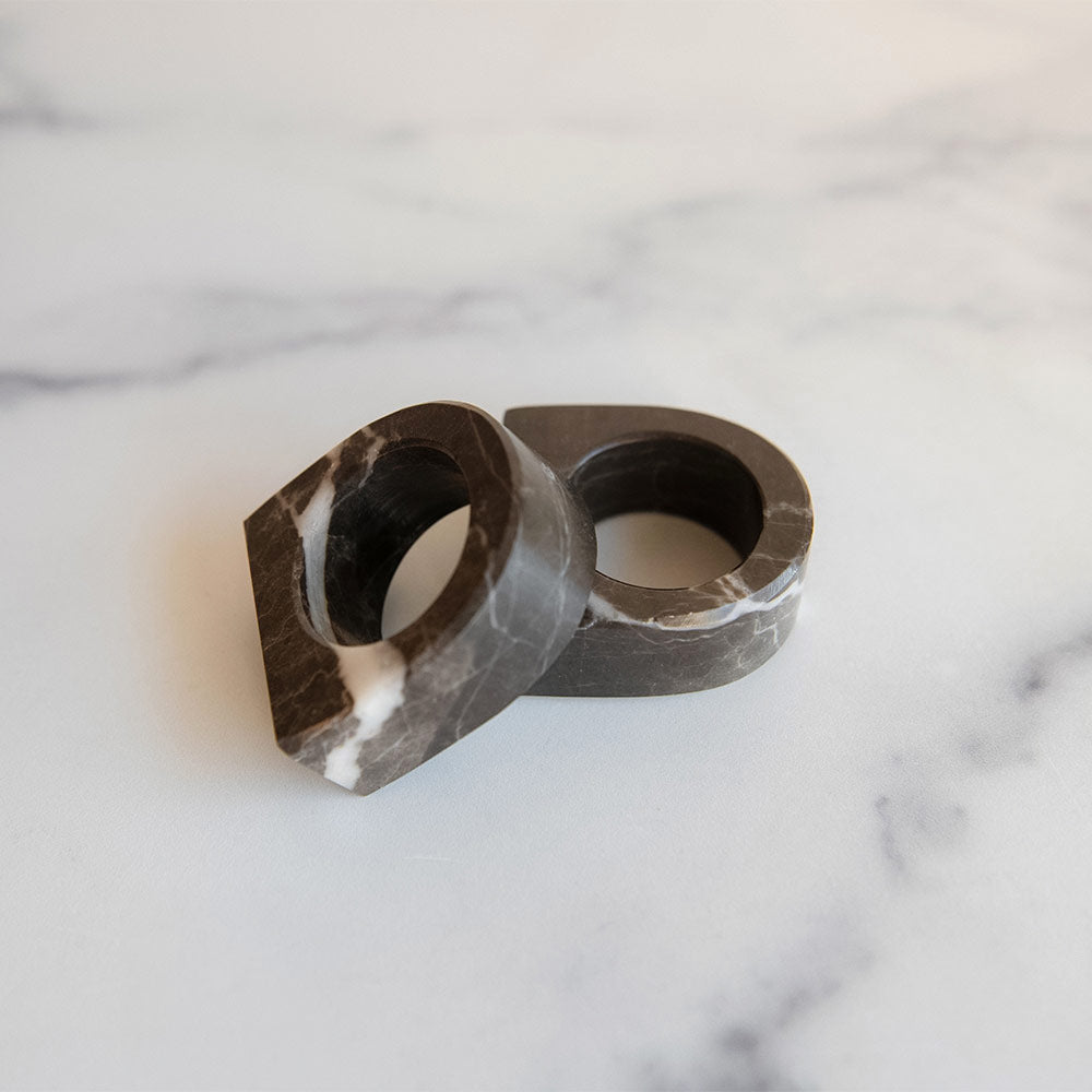 Elegant Marble Napkin Rings Set of 4 - Premium Stone Tableware Accessories for Wedding, Dinner Party & Home Decor