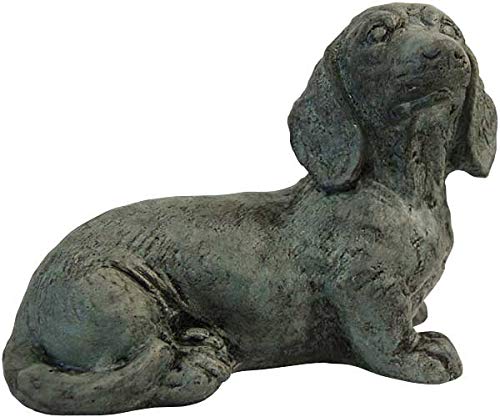 Athens Small Sausage Dog Statue in Indigo - Handmade Ceramic Dachshund Figurine for Home Decor, Gift & Garden Accent