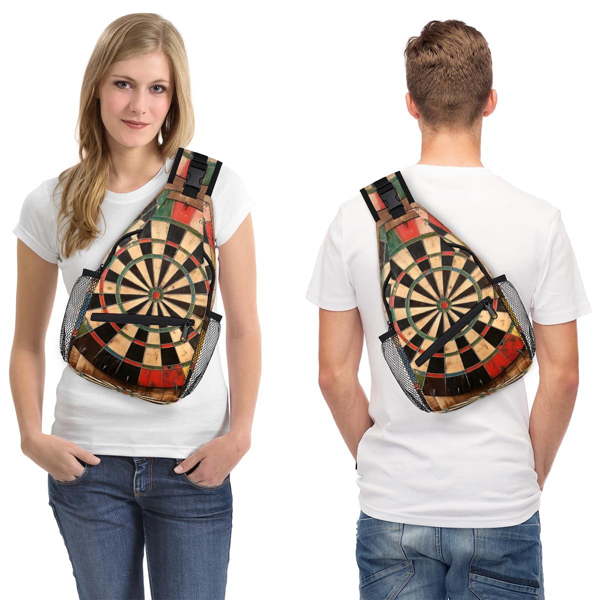 TropicalLife Printed Dart Board Sling Backpack - Unisex Crossbody Shoulder Bag for Men & Women - Lightweight Chest Daypack for Travel, Hiking, Sports & Outdoor Adventures