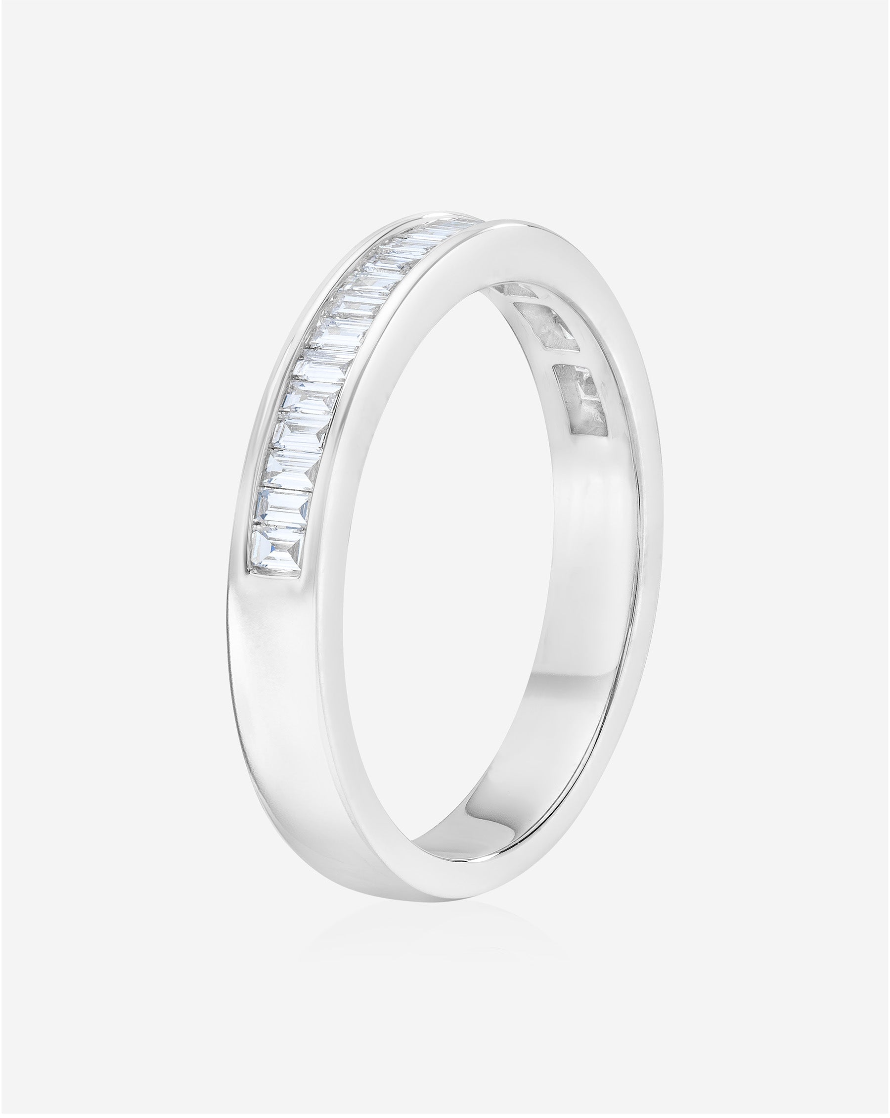 Baguette Diamond Channel Set Half Band Ring - Elegant Wedding, Engagement & Anniversary Jewelry Gift for Women