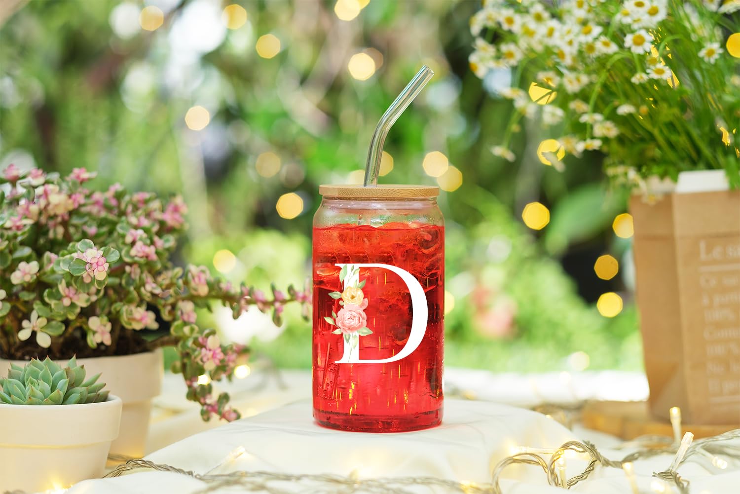 Personalized Monogrammed Gifts for Women - Custom Engraved 16oz Coffee Glass - Birthday, Galentine's Day, Friendship Gifts for Her - Perfect for Home, Office & Gift Giving Occasions