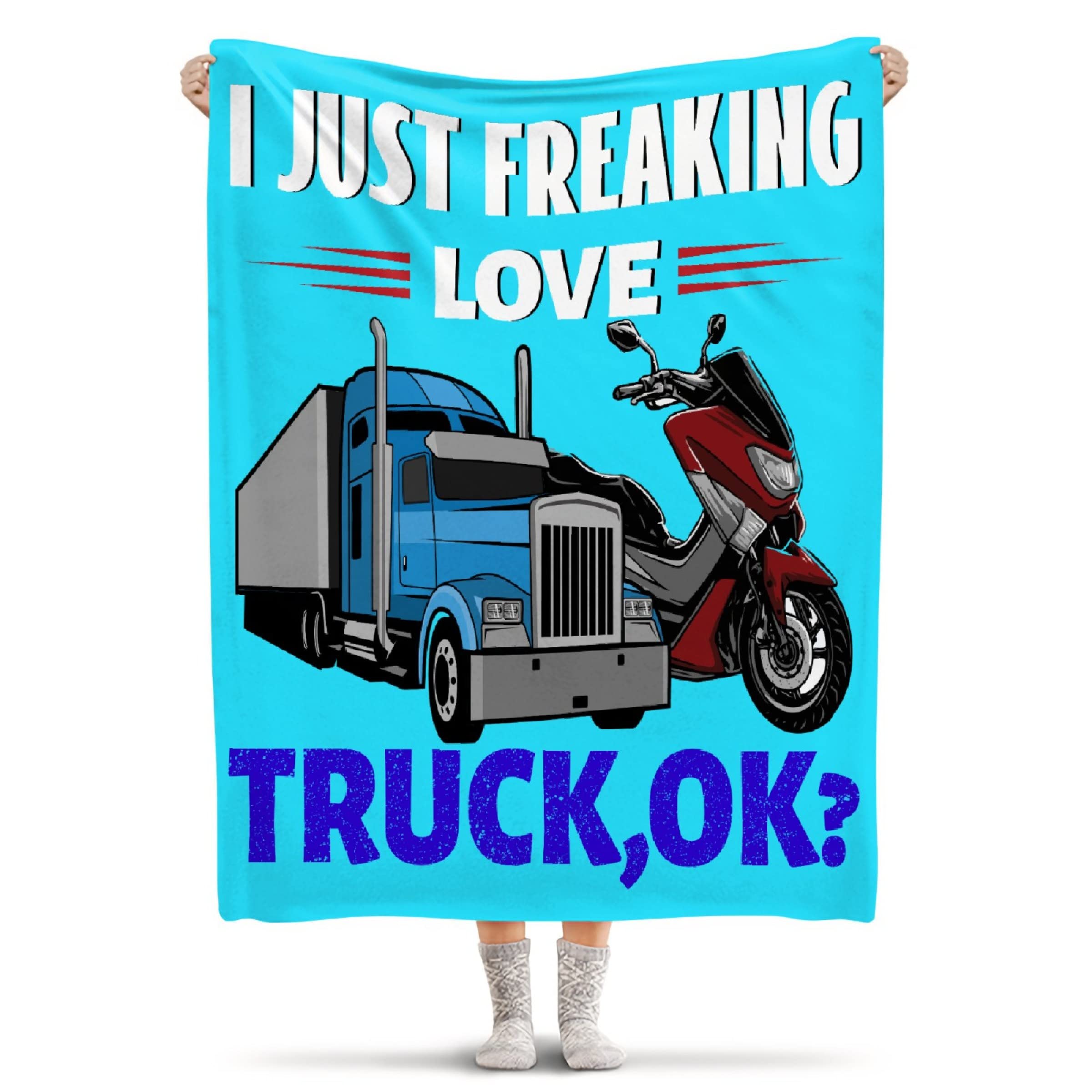 Extra Large Flannel Truck Print Blanket - Soft & Cozy 90x120 Inch King Size Throw for Bed, Sofa, Couch - Perfect for Winter Warmth, Camping, and Home Decor