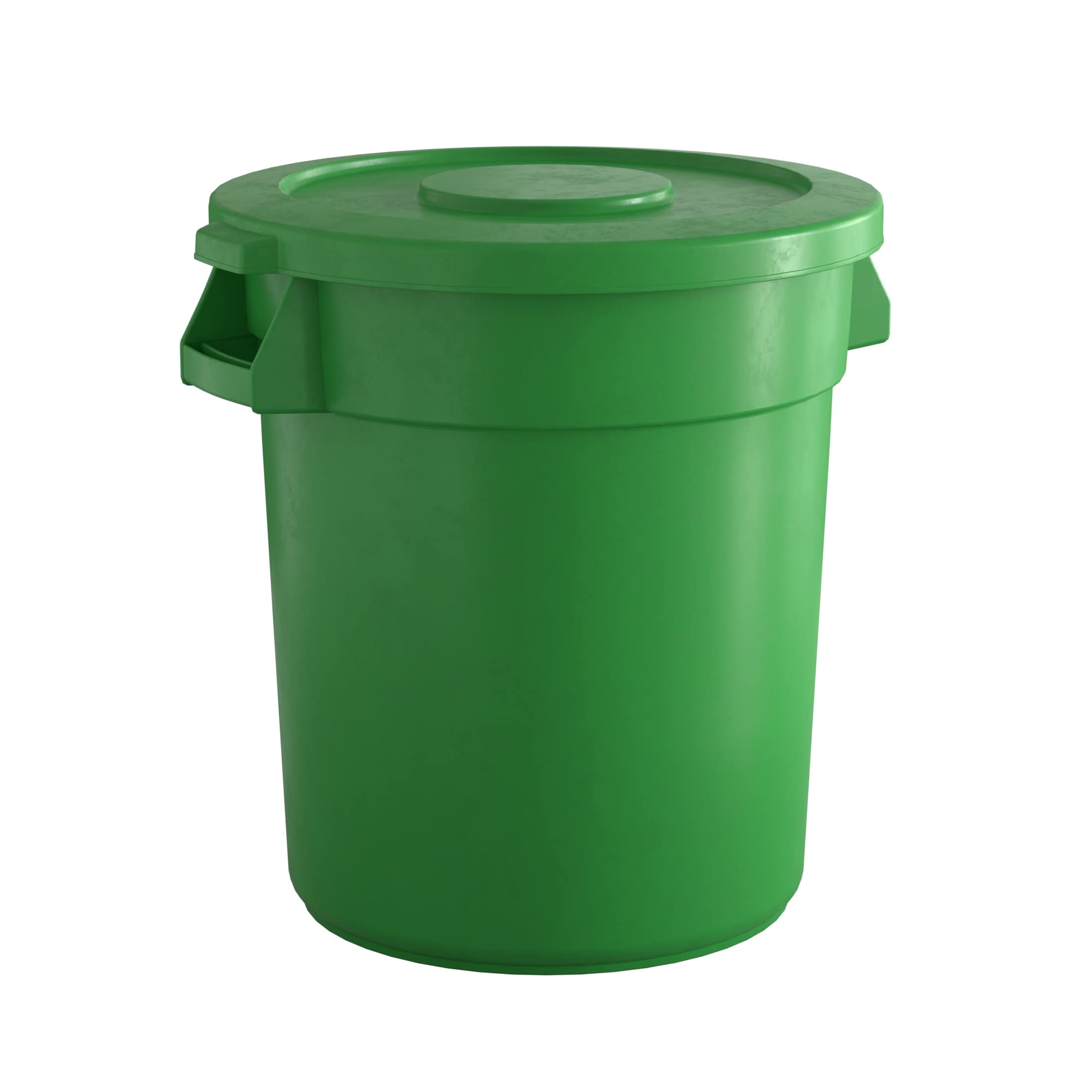 20 Gallon Green Round Commercial Trash Can with Lid - Heavy Duty Waste Bin for Office, Restaurant, Kitchen & Outdoor Use