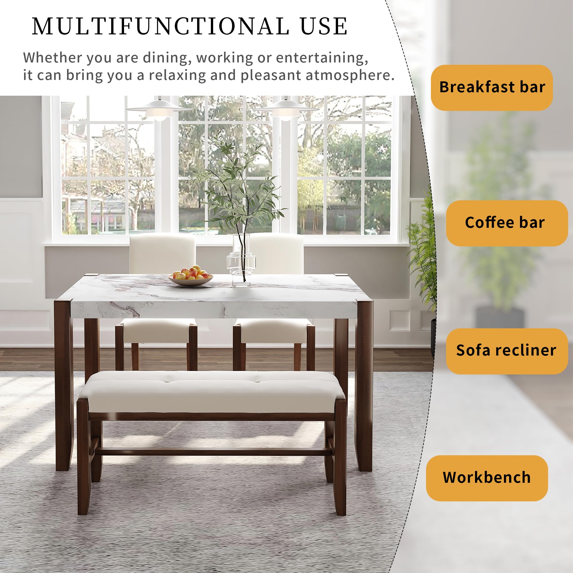 Merax 4-Piece Dining Table Set with 46