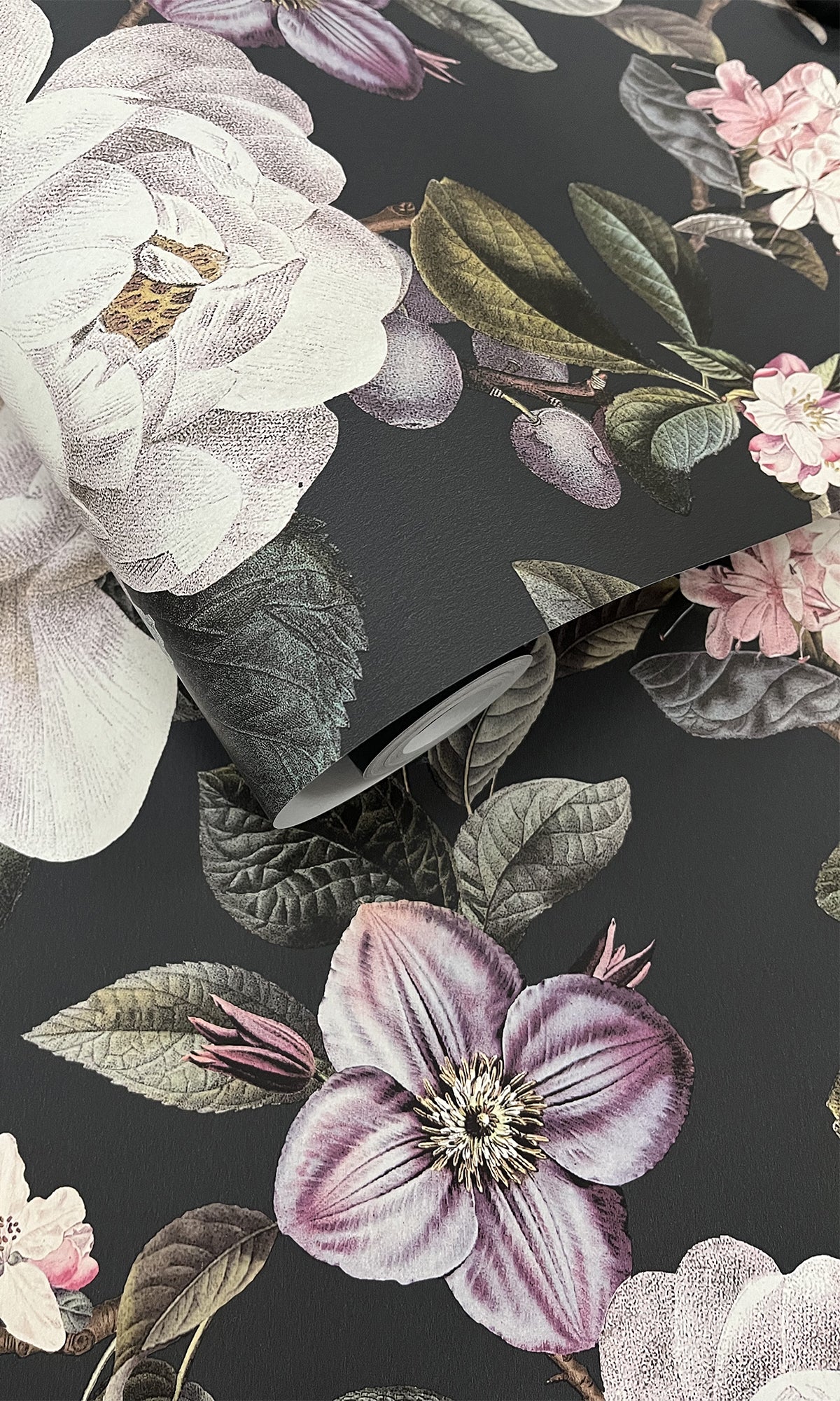 Charcoal Pear & Blossom Elegance Wallpaper R9641 - Premium Peel and Stick Wallpaper for Bedroom, Living Room, Nursery Decor | Waterproof & Removable Self-Adhesive Wallpaper