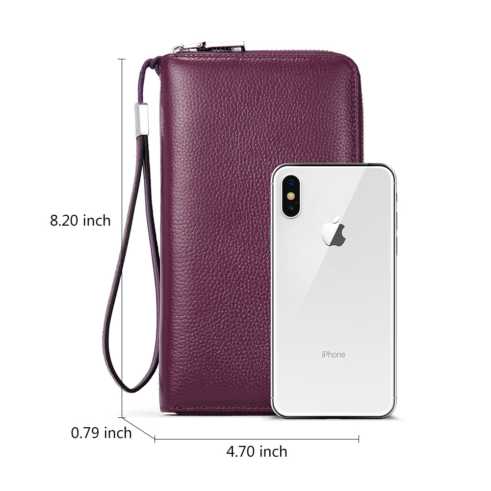Rozenn RFID Blocking Wallets with Checkbook Holder & Zipper – Slim Leather Wallet for Women – Perfect for Travel, Business & Everyday Use
