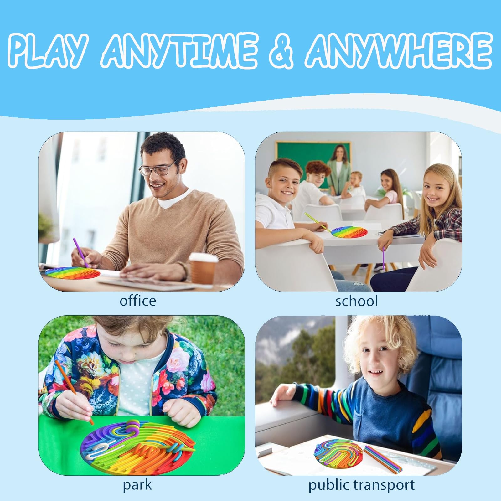 Sensory Fidget Ball Toys for Stress Relief & Anxiety - ADHD Autism Sensory Toys for Kids & Adults - Travel Essential for Airplane & Office Use - Calming Sensory Activity Board Ball for Focus & Relaxation