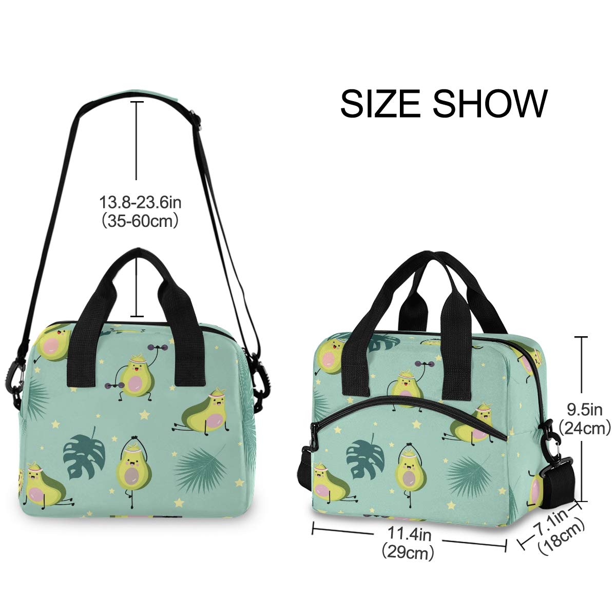 ALAZA Green Avocado Insulated Lunch Bag for Women - Leakproof Crossbody Lunch Tote with Adjustable Shoulder Strap - Perfect Lunch Box Purse & Cooler Bag for Work, School, Nursing & Teaching Professionals - Ideal for Office, Hospital, Classroom & Outdoor Activities