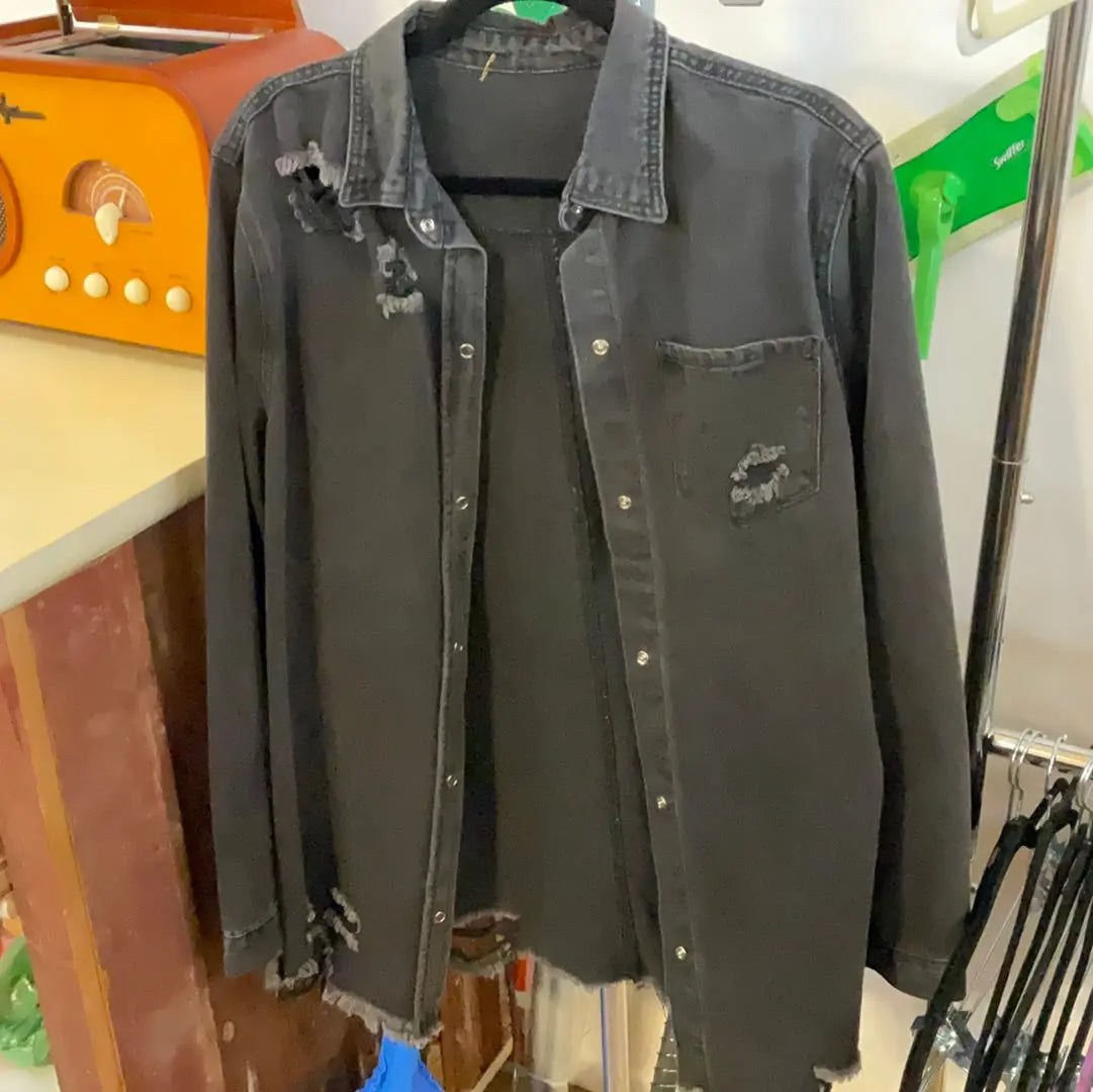 Black Denim Shirt for Men & Women - Stylish Casual Button-Up Top for Everyday Wear | Perfect for Outdoors, Work & Date Nights