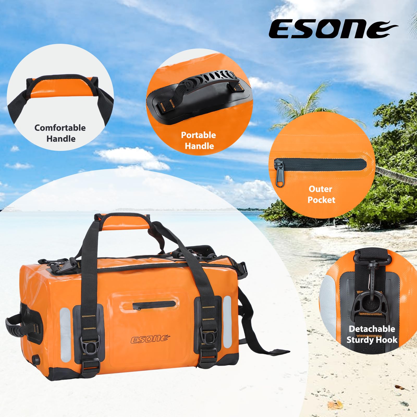 ESONE 90L Waterproof Dry Bag Backpack for Men & Women - Lightweight & Durable for Kayaking, Boating, Camping, Paddle Boarding, Surfing, Hiking & Travel Adventures