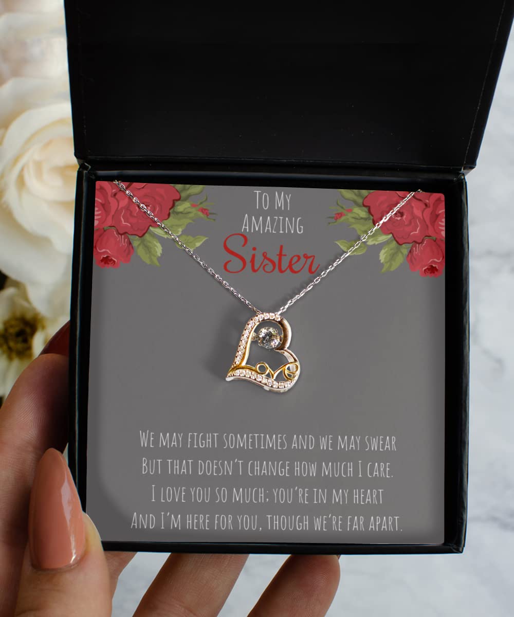 Farewell Gift for Sister - 'I'm Here for You' Love Dancing Necklace | Thoughtful Going Away Present for College, University, or Long Distance | Perfect for Birthdays, Graduation, and Emotional Goodbyes