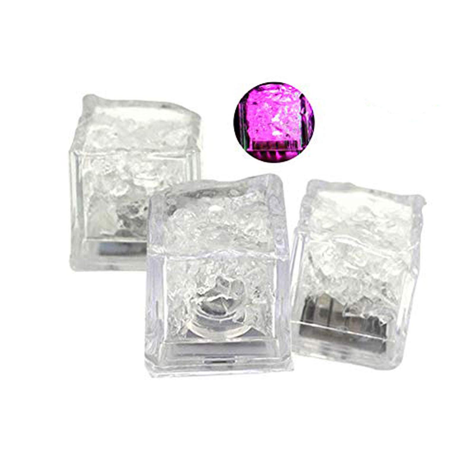 Baost 3Pcs LED Light Up Ice Cubes - Glow in Dark Party Ice Cubes with Liquid Sensor for Halloween, Wedding, Club & Bar Decor - Perfect for Cocktails, Drinks & Nightlife Entertainment (Pink)