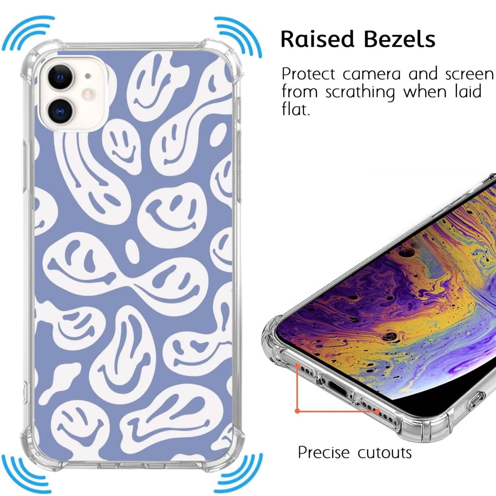 Trippy Smile Face iPhone 11 Case - Cute Funny Melted Design TPU Bumper Cover for Women & Men - Trendy Protective Phone Case for Daily Use, Parties & Gifts