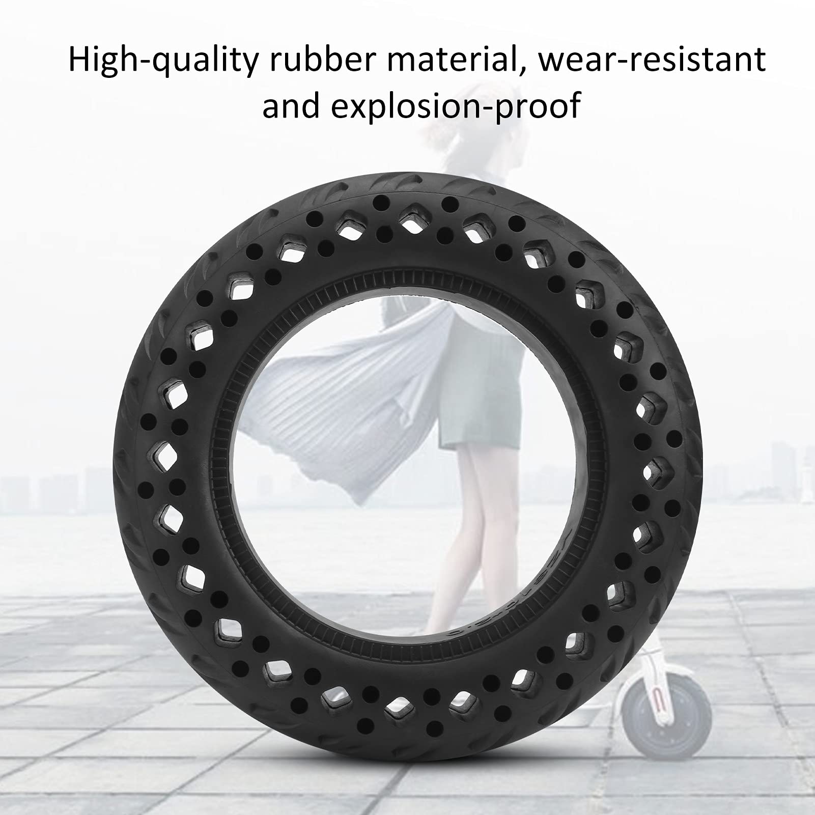 10x2.0 Inch Solid Rubber Scooter Tire - Explosion-Proof, Wear-Resistant, Anti-Slip Black Tire for Electric Scooters - Perfect for Commuting, Urban Travel & Last-Mile Transportation