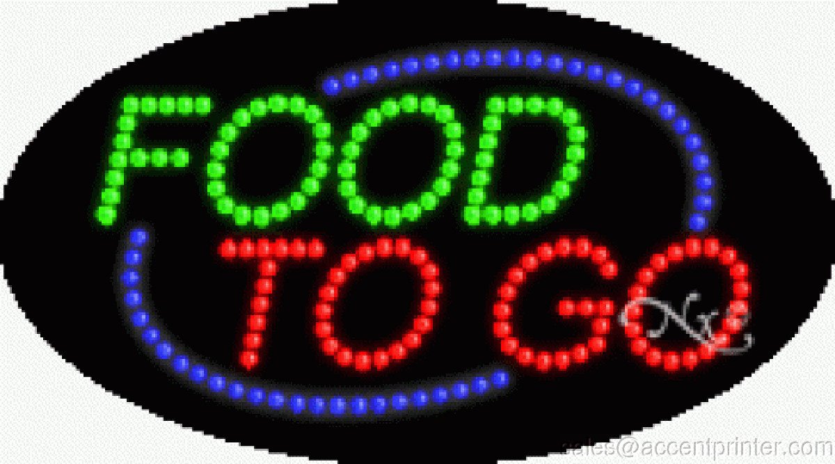 Flashing & Animated LED Food to Go Sign - High Impact, Energy Efficient Restaurant Sign for Takeout & Drive-Thru Businesses