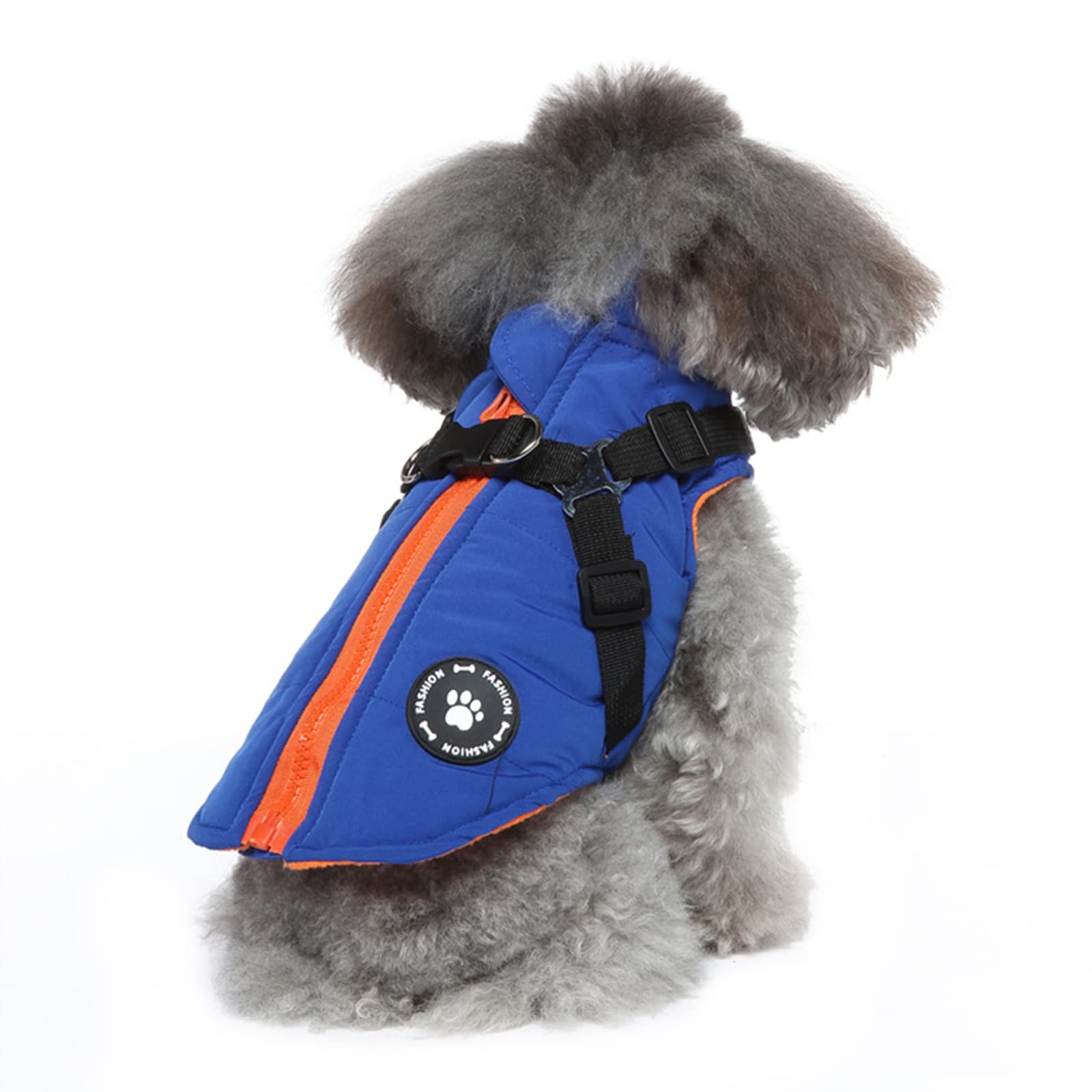 Dog Winter Coat with Zipper - Warm Fleece Jacket Vest for Small Medium Dogs | Cold Weather Puppy Outfit & Harness (XL, Blue) - Perfect for Winter Walks & Outdoor Adventures