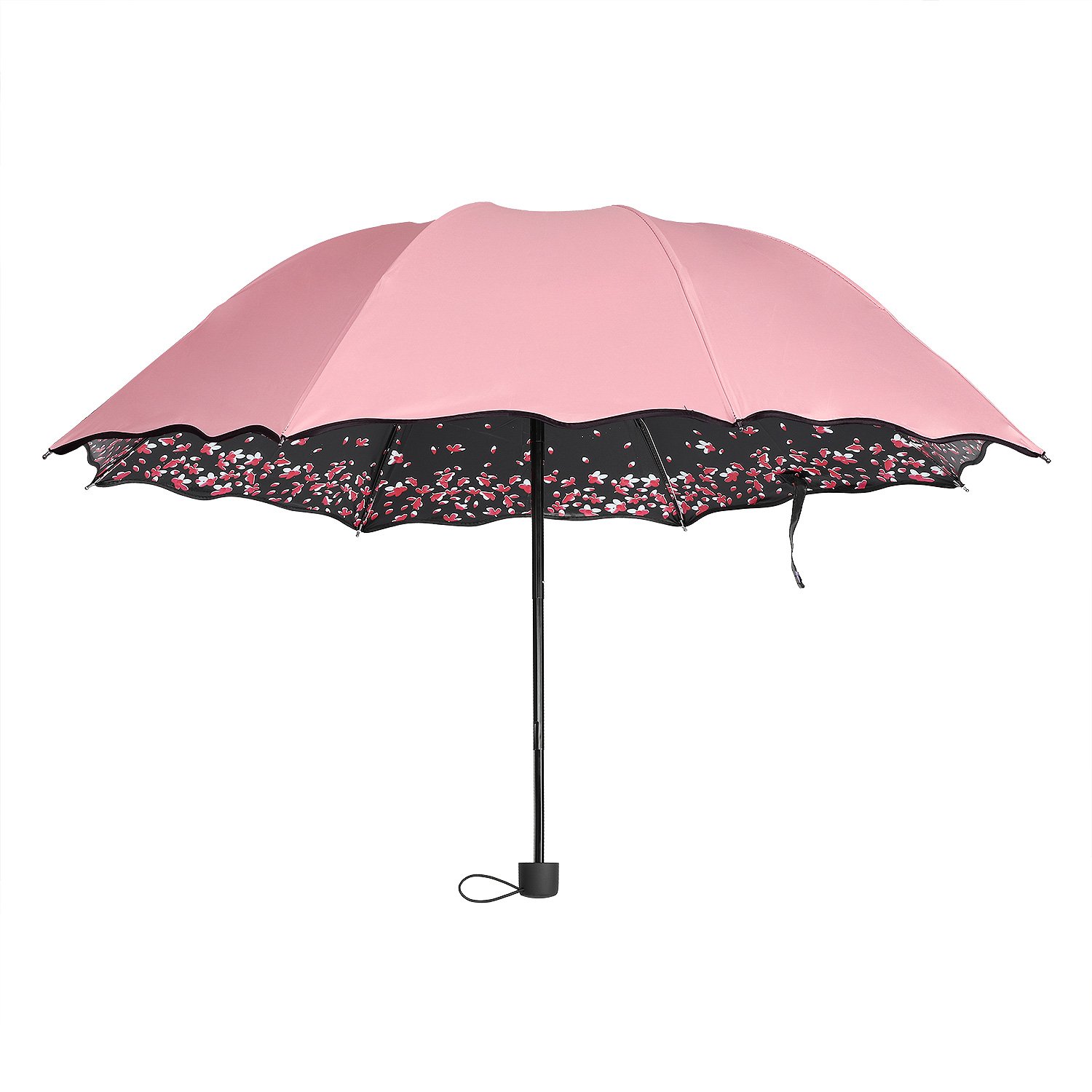 Windproof & UV Protection Cherry Blossom Folding Umbrella - Compact Travel Umbrella for Rain & Sun Shade - Perfect for Commuting, Outdoor Events & Travel Accessories