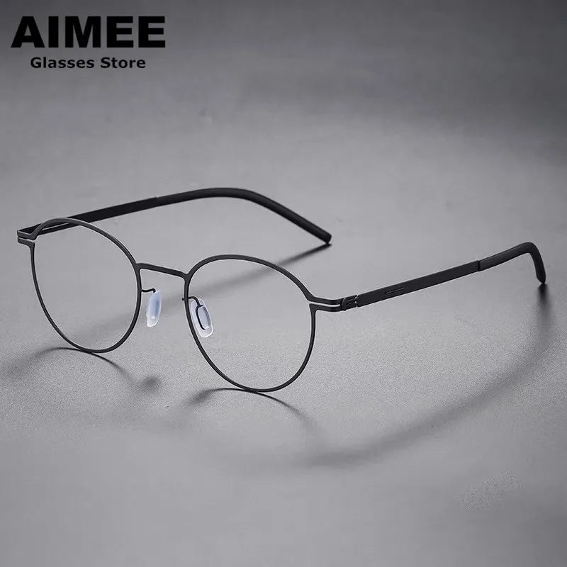 Aimee Unisex Full Rim Square Screwless Steel Eyeglasses Frame 61499 - Lightweight Durable Glasses for Men & Women - Perfect for Reading, Work, and Everyday Use