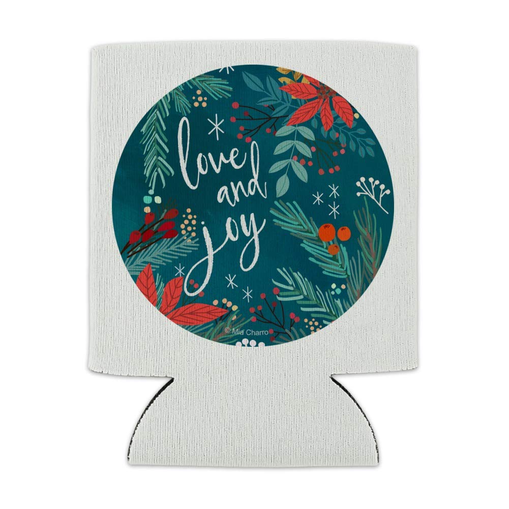 Christmas Poinsettias Can Cooler - Insulated Collapsible Drink Sleeve for Beer, Soda & Beverages - Perfect for Holiday Parties, Gift Exchanges & Festive Gatherings