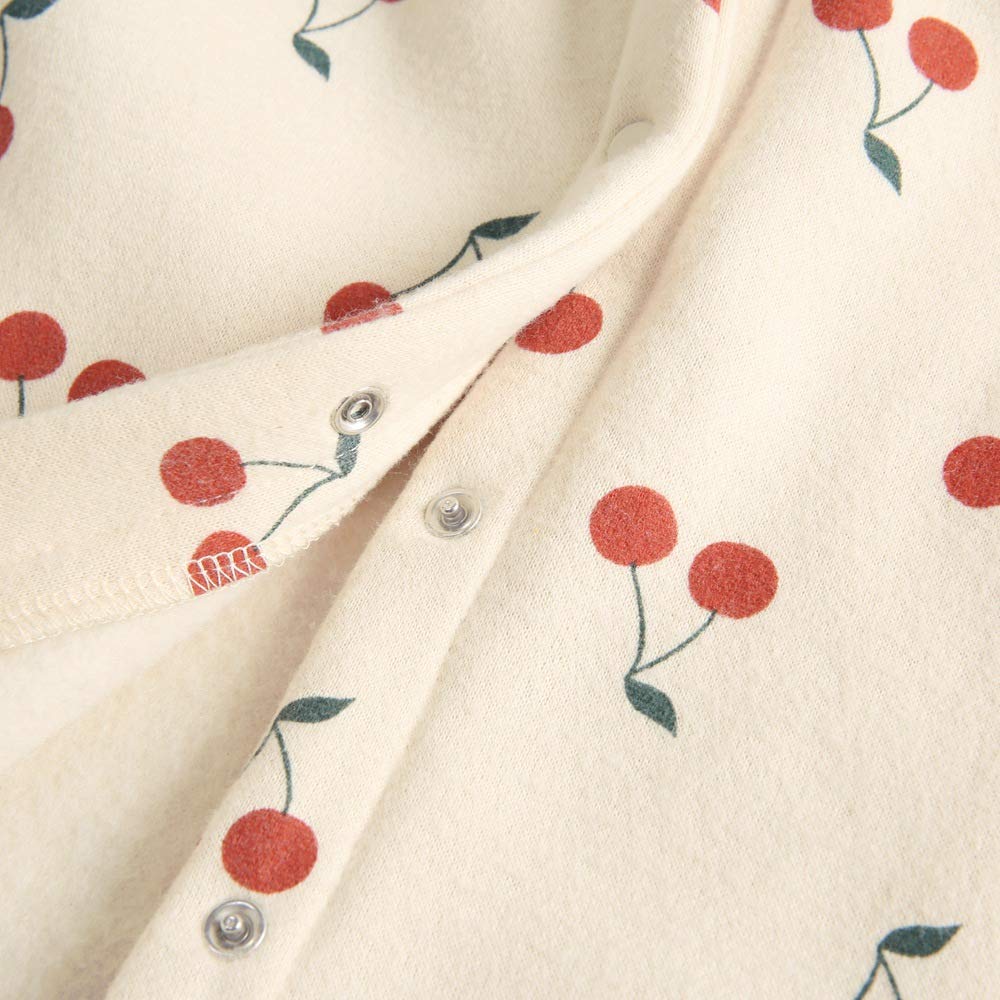 Cute Cotton Cherry Print Baby Girls Romper - Winter Newborn Bodysuit for Infants | Perfect for Holiday Photos & Cozy Winter Outfits