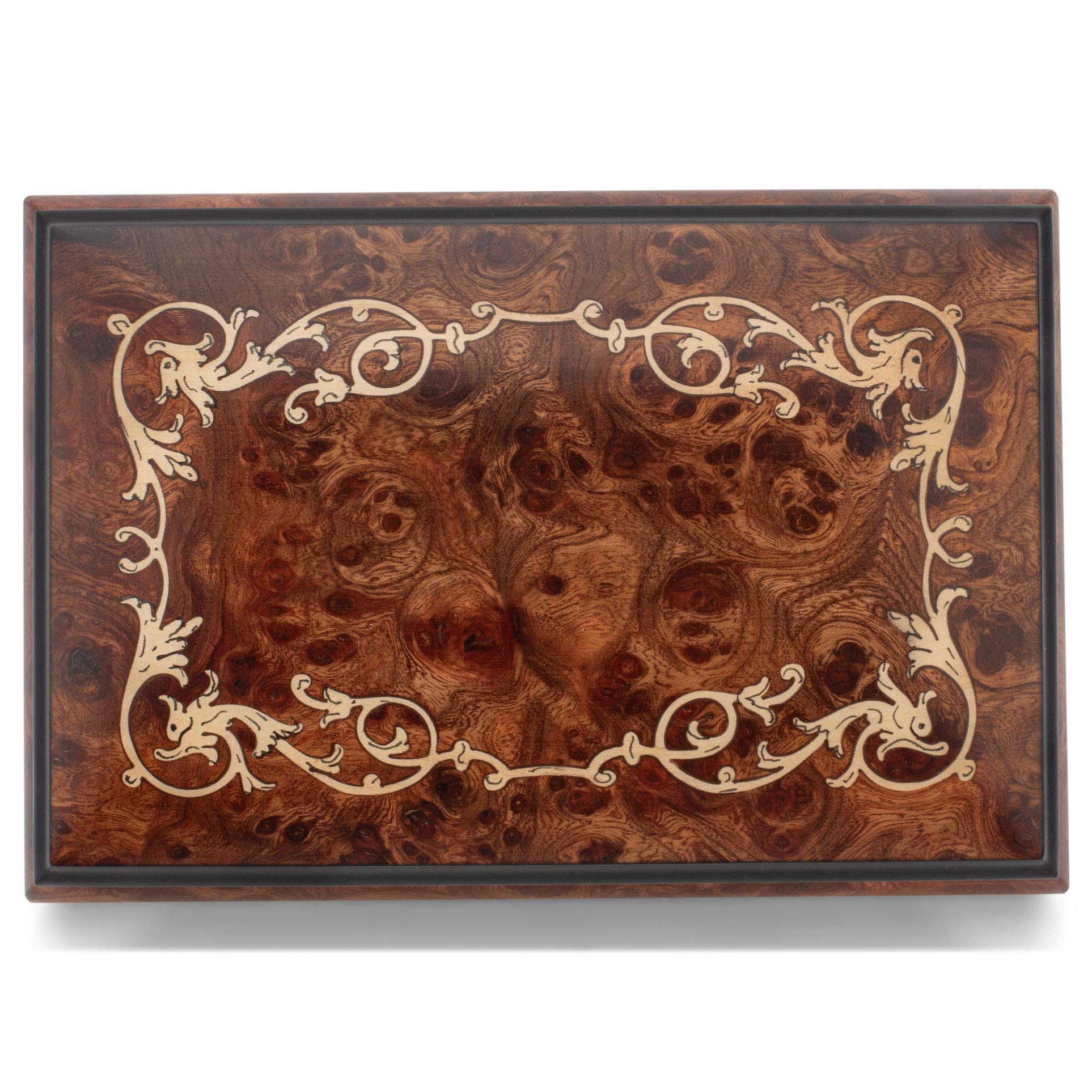Exquisite Italian Handcrafted Inlaid Olmo Wood Musical Jewelry Box - Plays Clair de Lune - Perfect for Gift Giving, Jewelry Storage & Home Décor