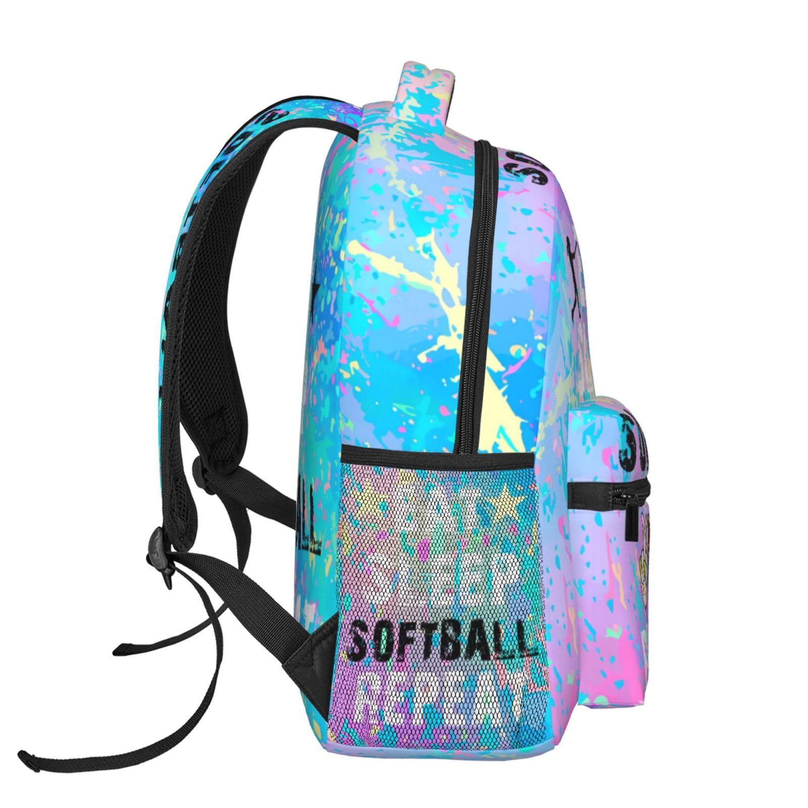 Durable 16 Inch Lightweight Softball Backpack with Ball Print - School Bookbag, Travel Bag for Kids, Girls, Women & Adults | Perfect for Sports, School, Travel & Daily Use