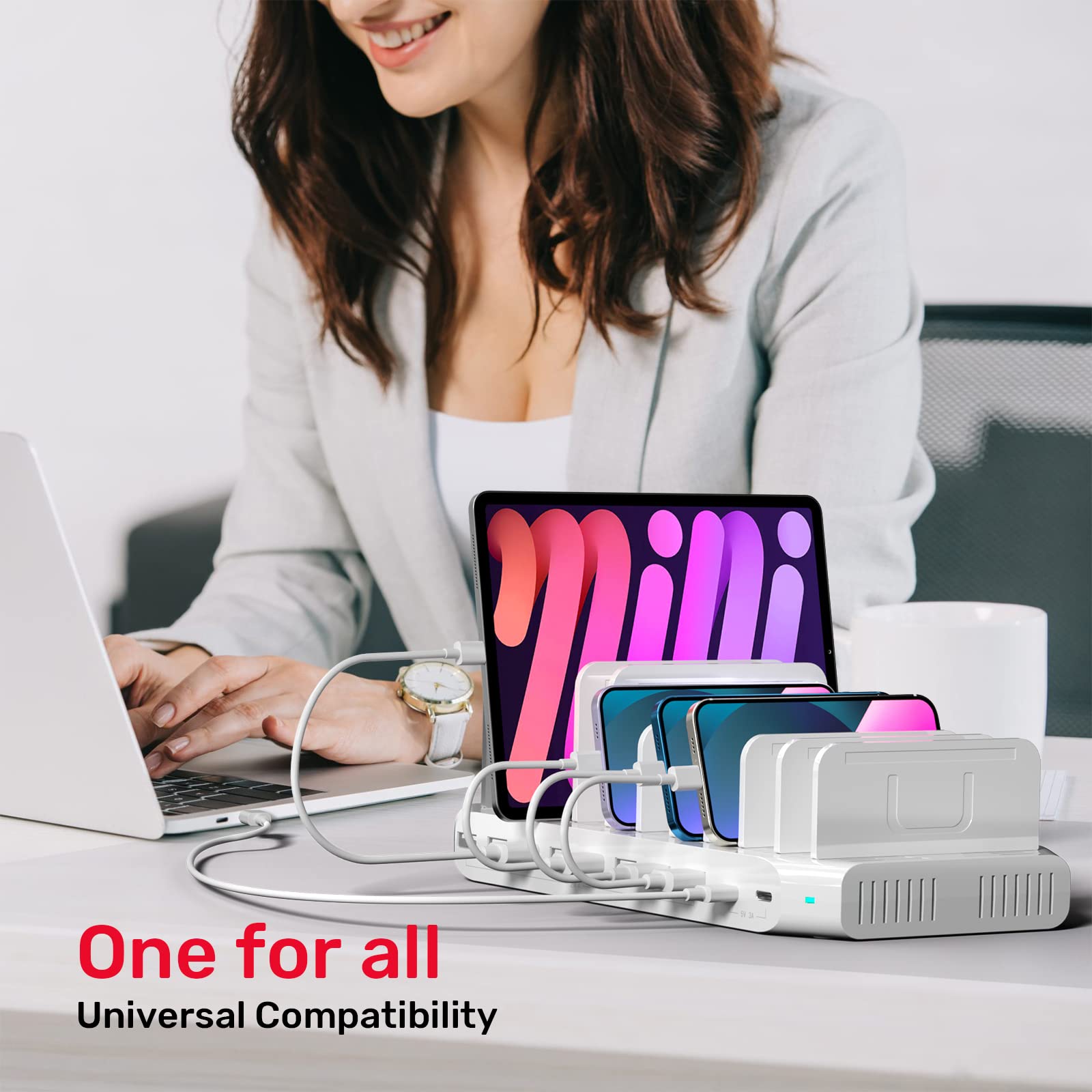 Unitek 120W 10-Port USB C Charging Station | Multi-Device Fast Charger for iPhone, iPad, Smartphones & Tablets | UL Certified | Perfect for Office, Home & Travel Use