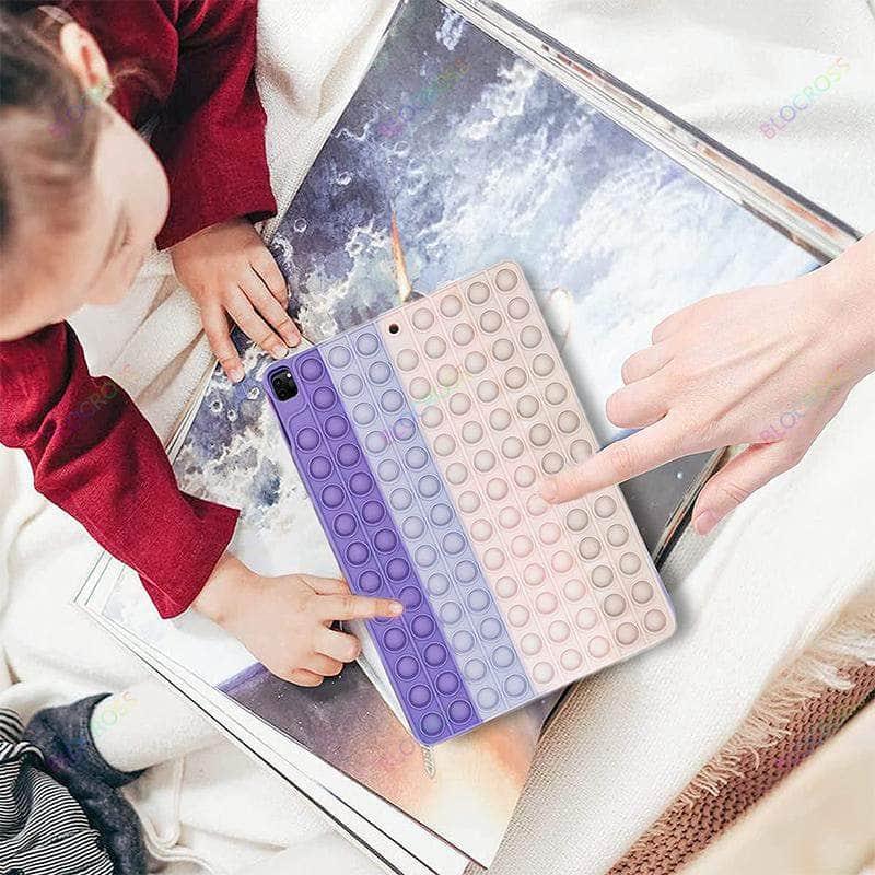 Anti-Stress Pop Bubble iPad 9 Case - Silicone Sensory Fidget Cover for Stress Relief & Focus - Perfect for Office, School, and Travel Use