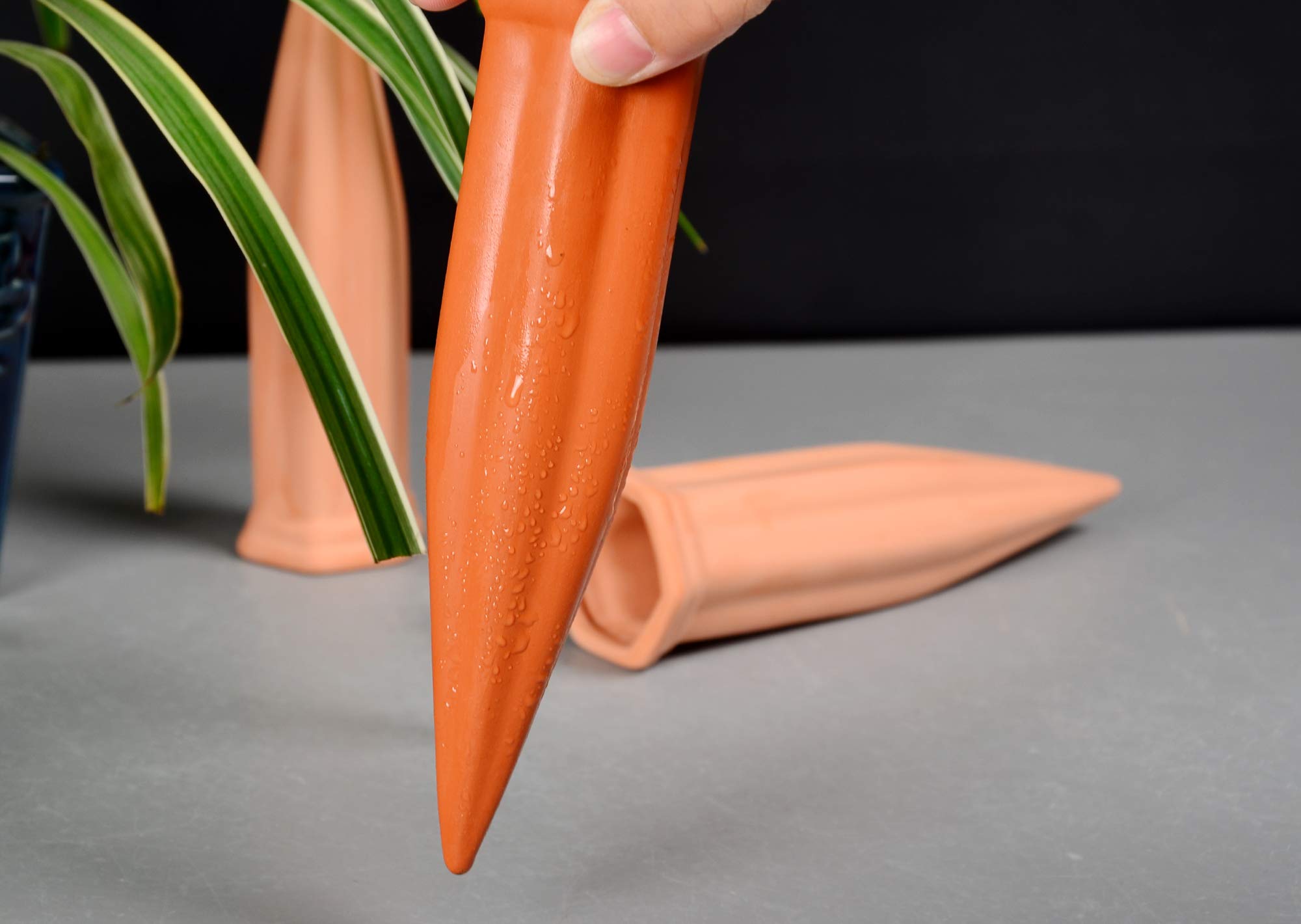 B SEPOR 6-Pack Ceramic Self-Watering Spikes for Plants - Terracotta Wine Bottle Watering Devices - Perfect for Vacation Care & Indoor/Outdoor Gardening