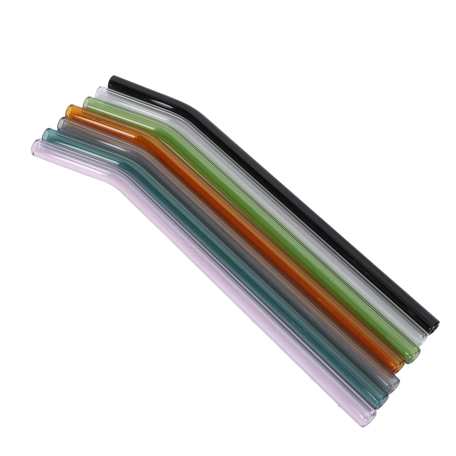 Zerodeko 7-Piece High Borosilicate Glass Drinking Straws Set - Reusable, Durable & Eco-Friendly Beverage Straws for Smoothies, Cocktails, Iced Coffee - Perfect for Parties, Home, Restaurants & Outdoor Use