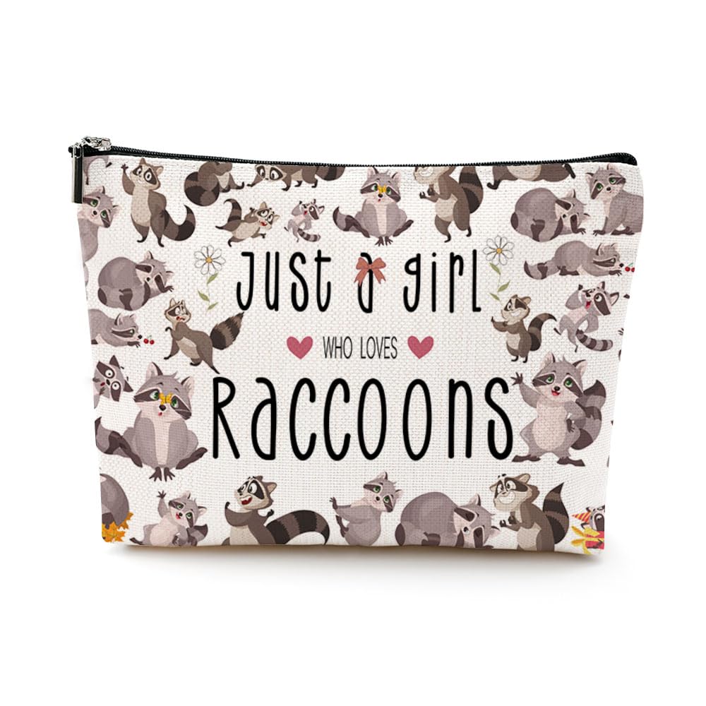 Cute Raccoon Makeup Bag - Perfect Gift for Women & Girls Who Love Raccoons - Funny Christmas Birthday Present for Teens, Best Friend, Daughter, BFF, Sister - Waterproof Cosmetic Case for Travel, School & Daily Use