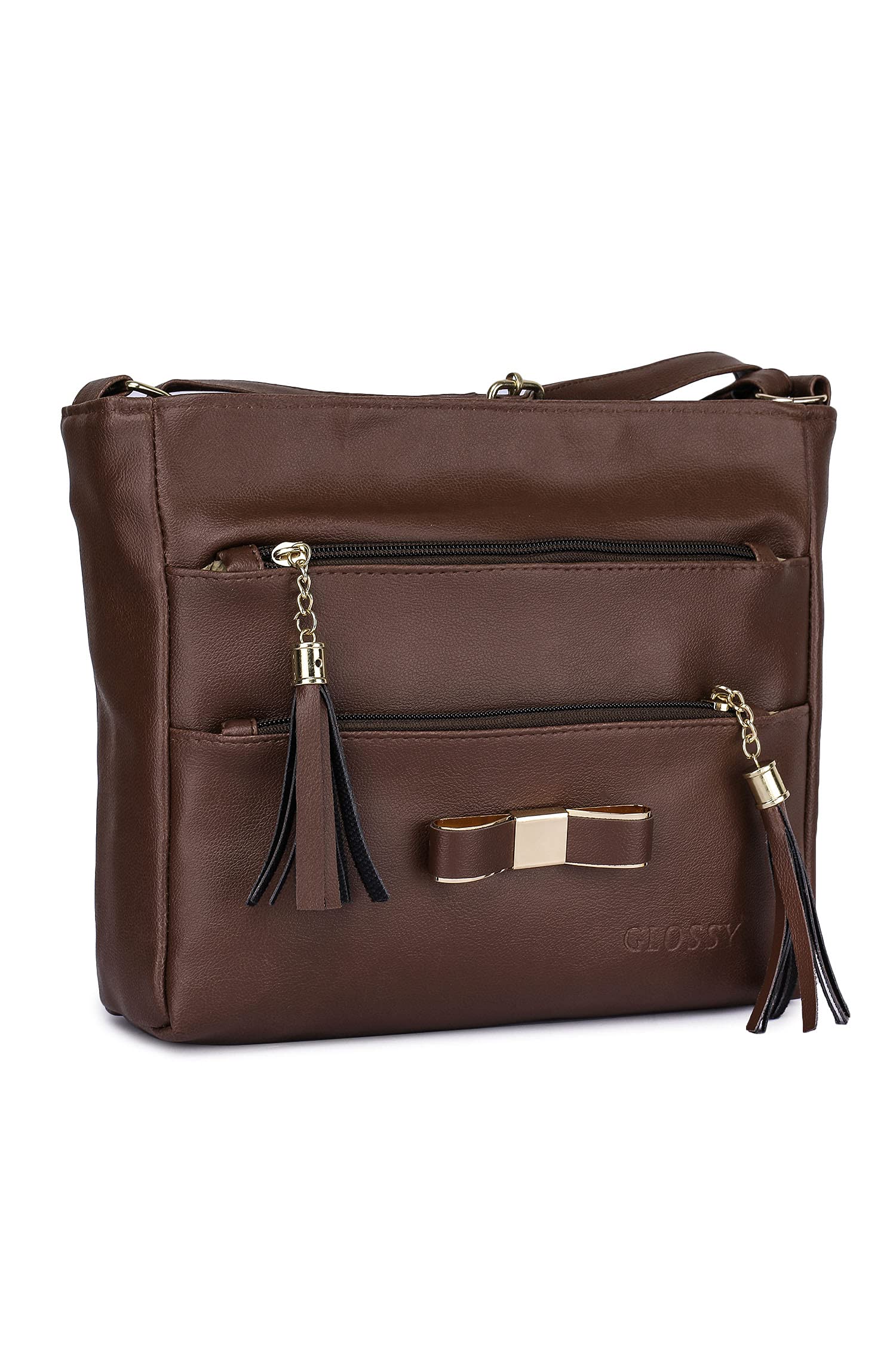 GLOSSY Girls' Sling Bag Crossbody Purse for Teens - Stylish Brown Leather Shoulder Bag (UF777088) | Perfect for School, Travel & Everyday Use