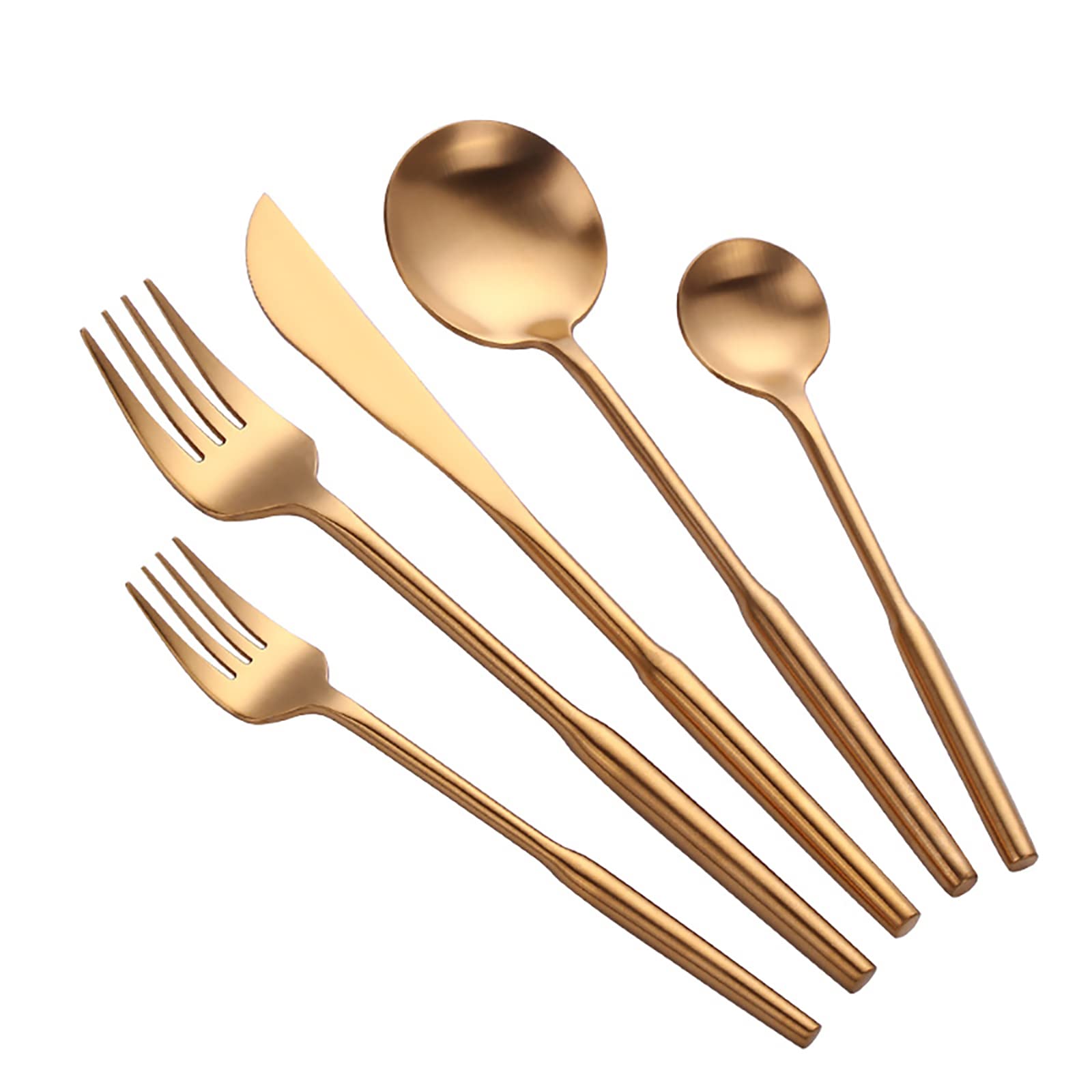 Premium Matte Gold Silverware Set - 30 Piece 18/10 Stainless Steel Flatware Set with Satin Finish, Modern Cutlery for 6 People, Elegant Tableware for Home Dining & Restaurant Use, Dishwasher Safe (Ideal for Dinner Parties, Weddings & Fine Dining)