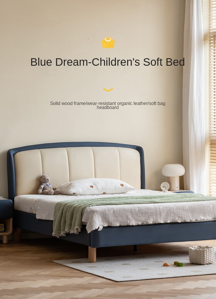 Organic Leather Soft Kids Bed - Durable & Comfortable Toddler Bed for Boys & Girls - Perfect for Nursery, Bedroom & Playroom