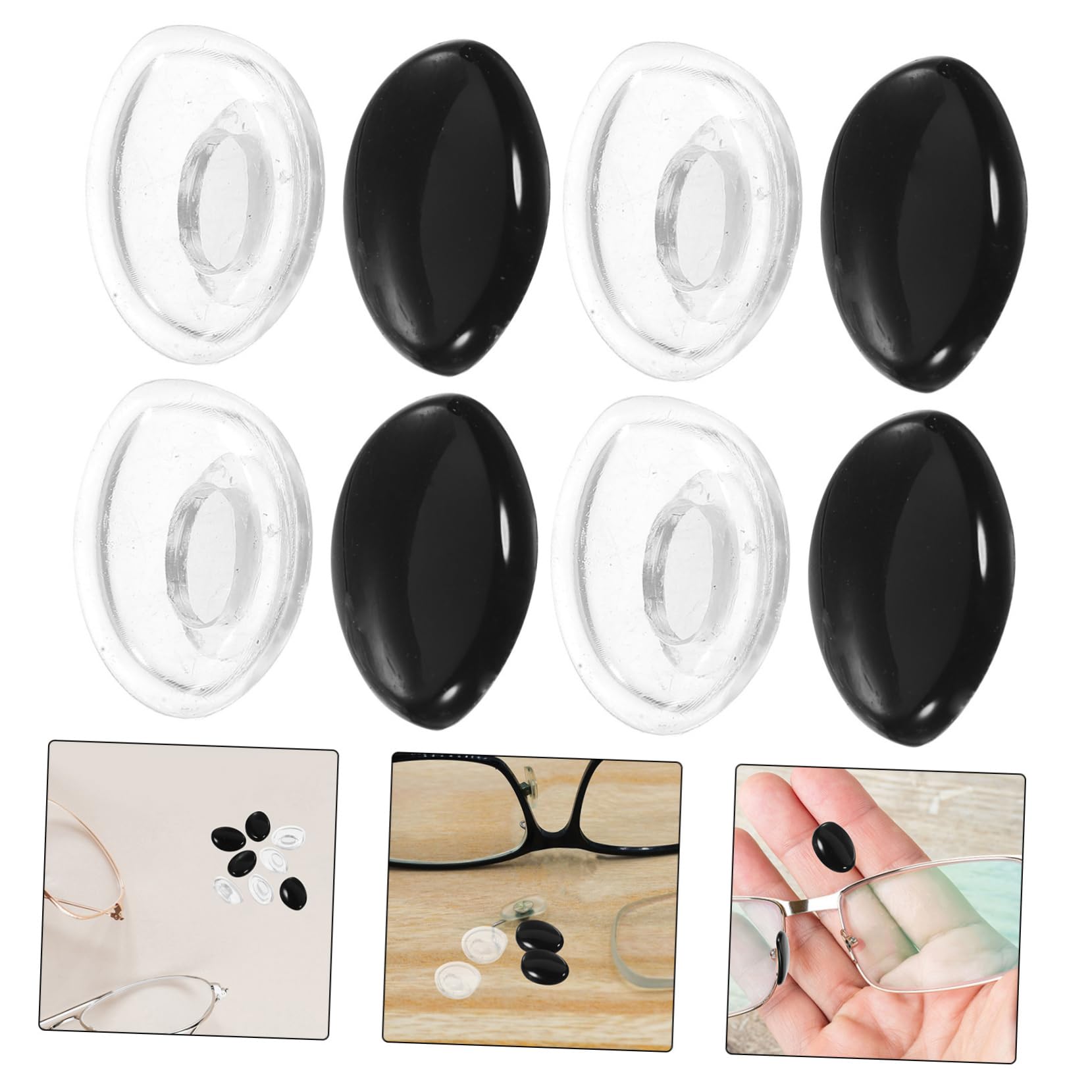 KOMBIUDA 4 Pairs Soft Silicone Nose Pads for Glasses - Comfortable Anti-Slip Nose Cushions for Kids & Adults - Perfect for Reading, Computer Work and Daily Wear