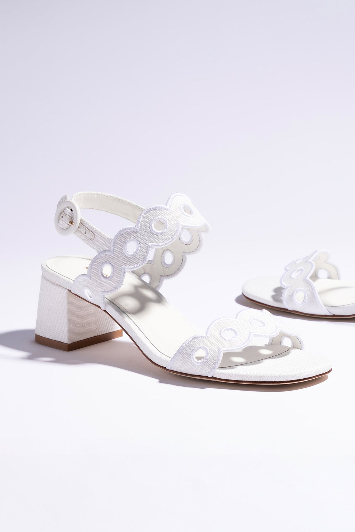 Florence White Raffia Broderie Sandals - Women's Comfortable Embroidered Summer Sandals for Beach, Vacation & Casual Outings
