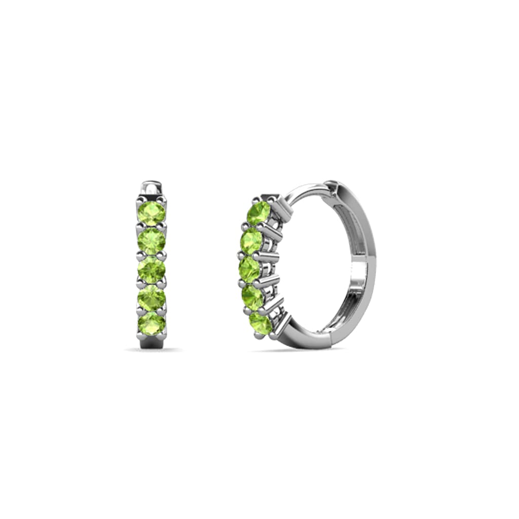 Petite Peridot 3/8 Carat Hoop Earrings for Women - 14K White Gold Jewelry | Perfect for Everyday Wear, Office & Special Occasions